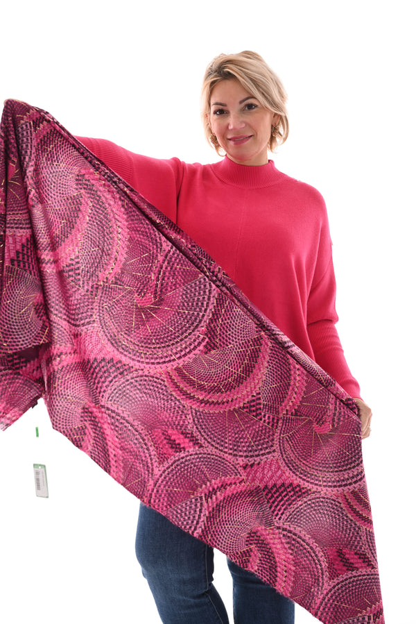 Sjaal 6048 fuchsia/zwart