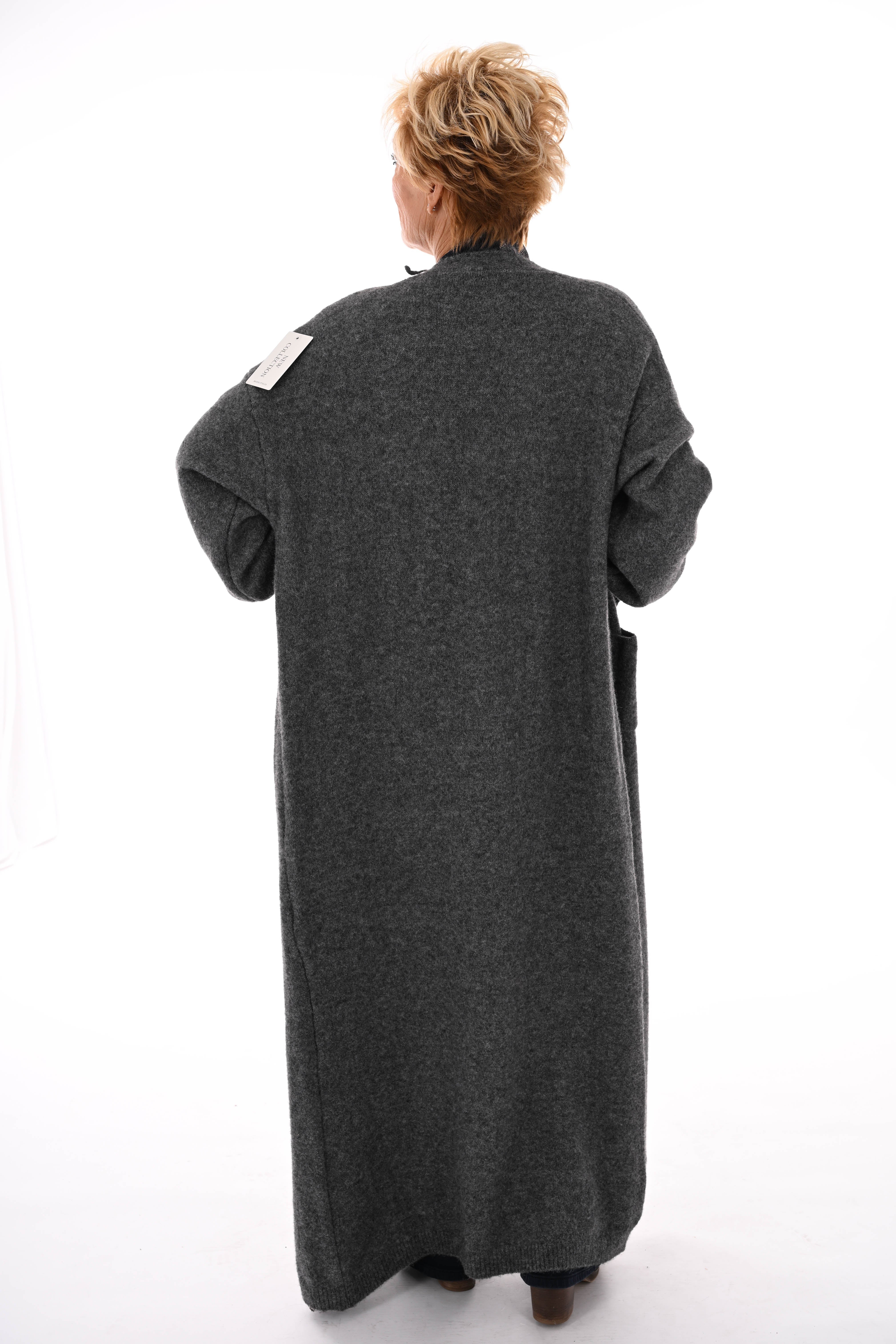 Lang vest fijn gebreid antraciet