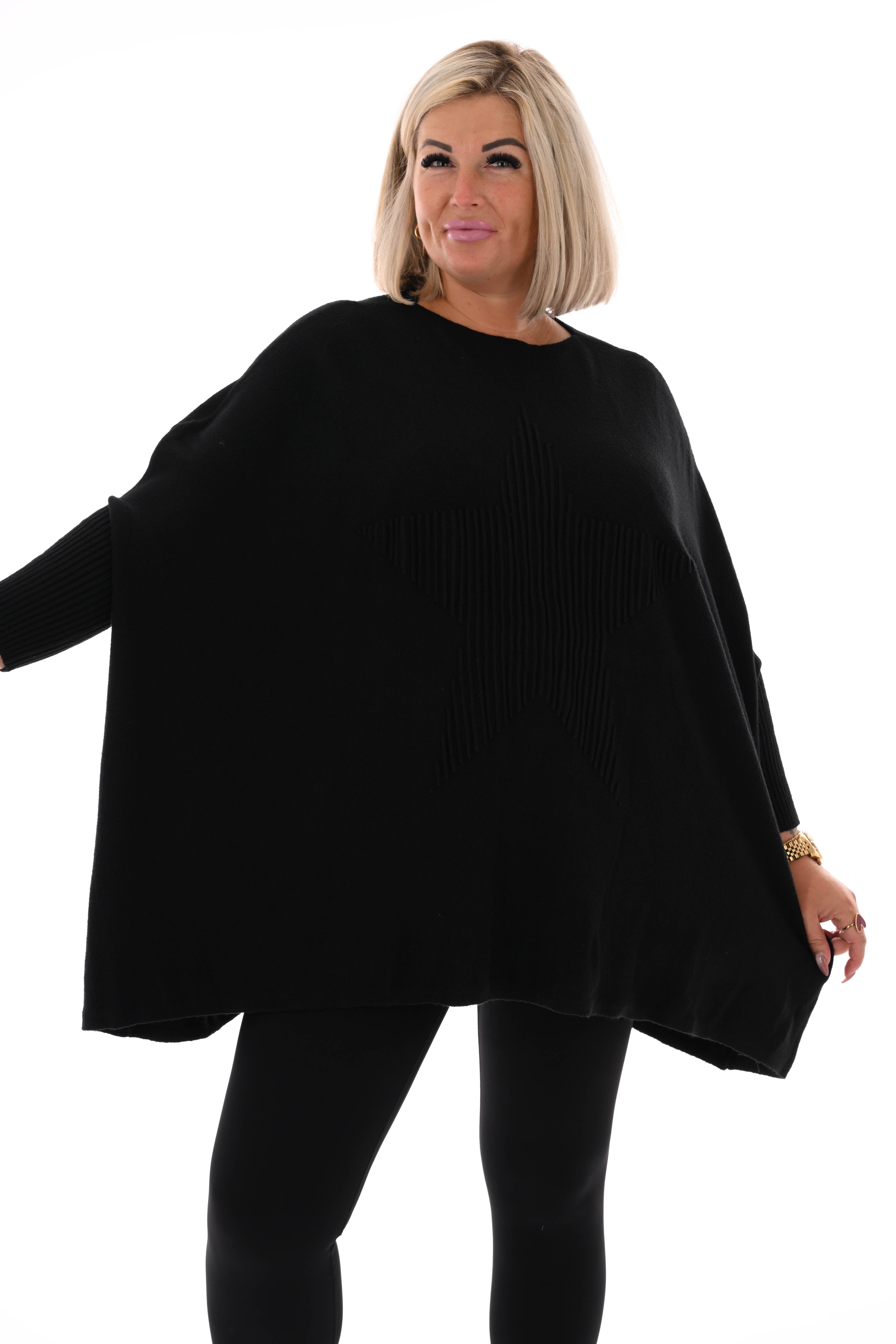 Trui met ster ronde hals zwart