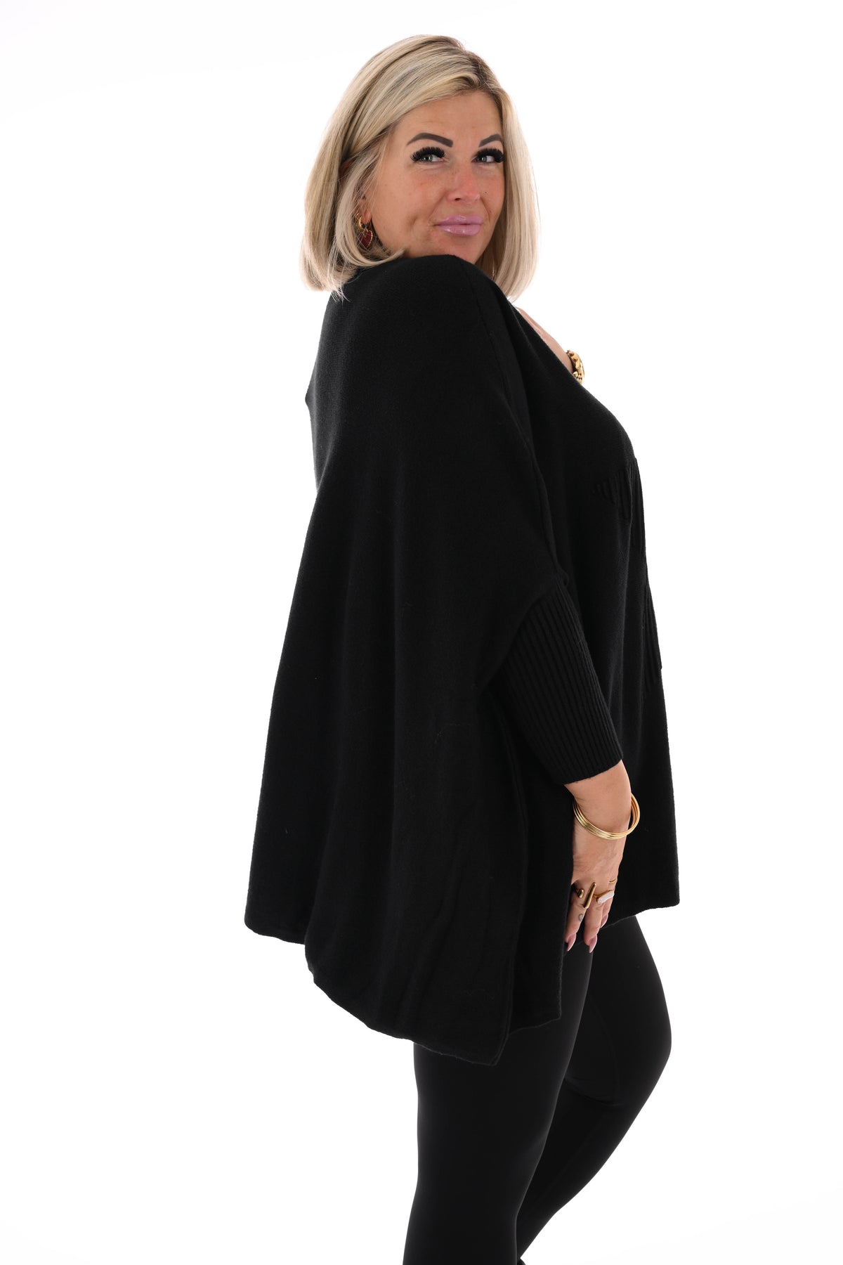 Trui met ster ronde hals zwart