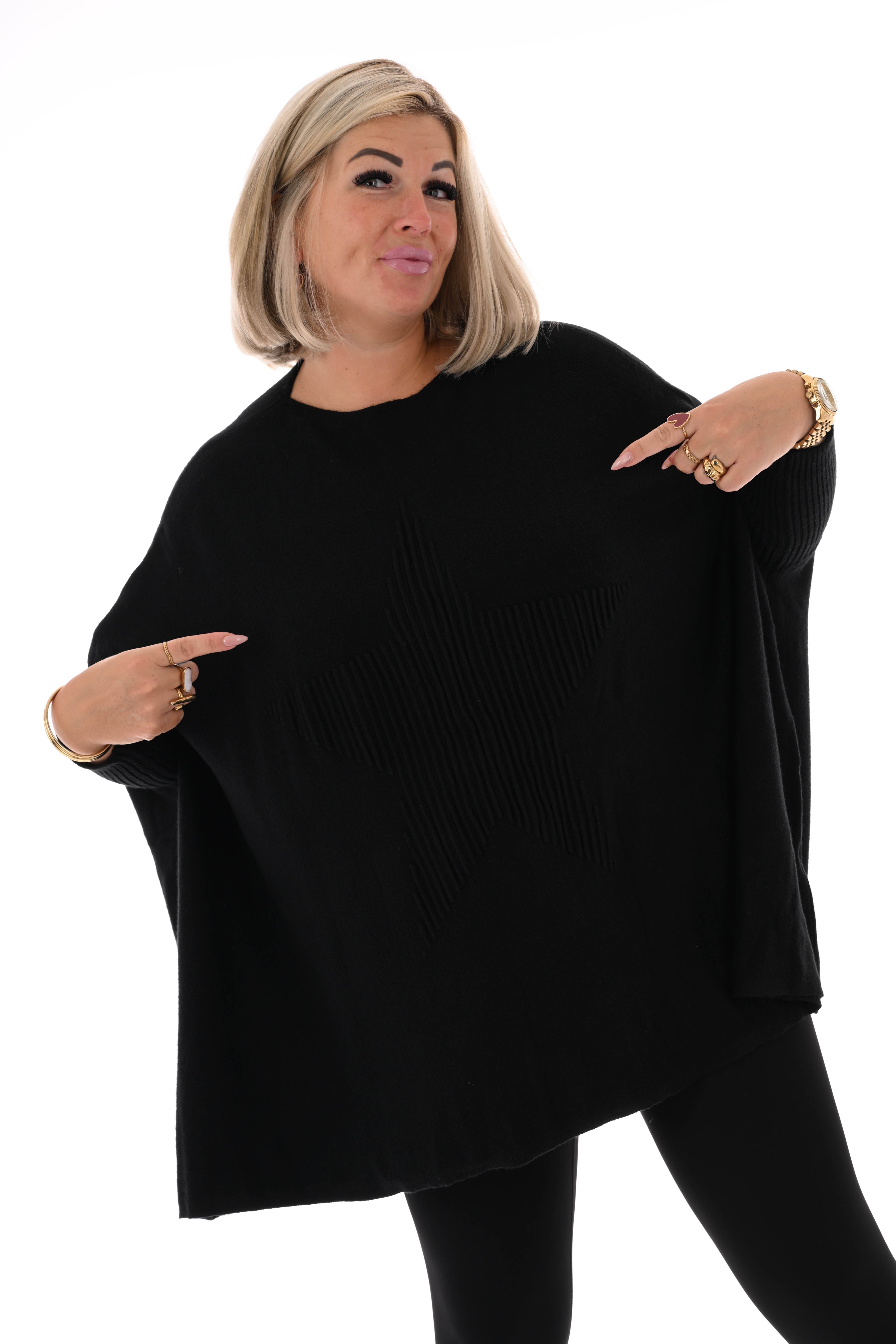 Trui met ster ronde hals zwart