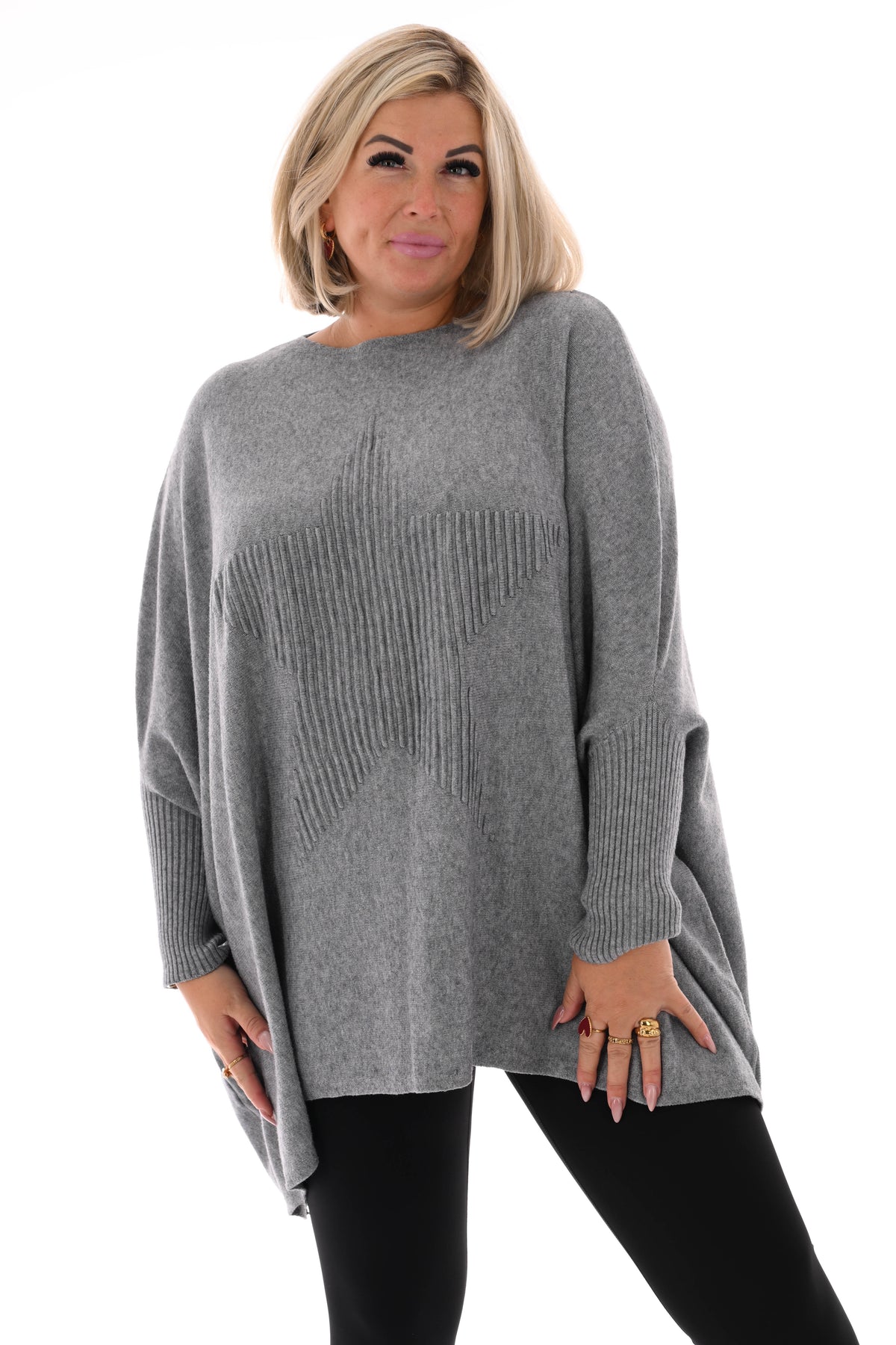 Trui met ster ronde hals grijs