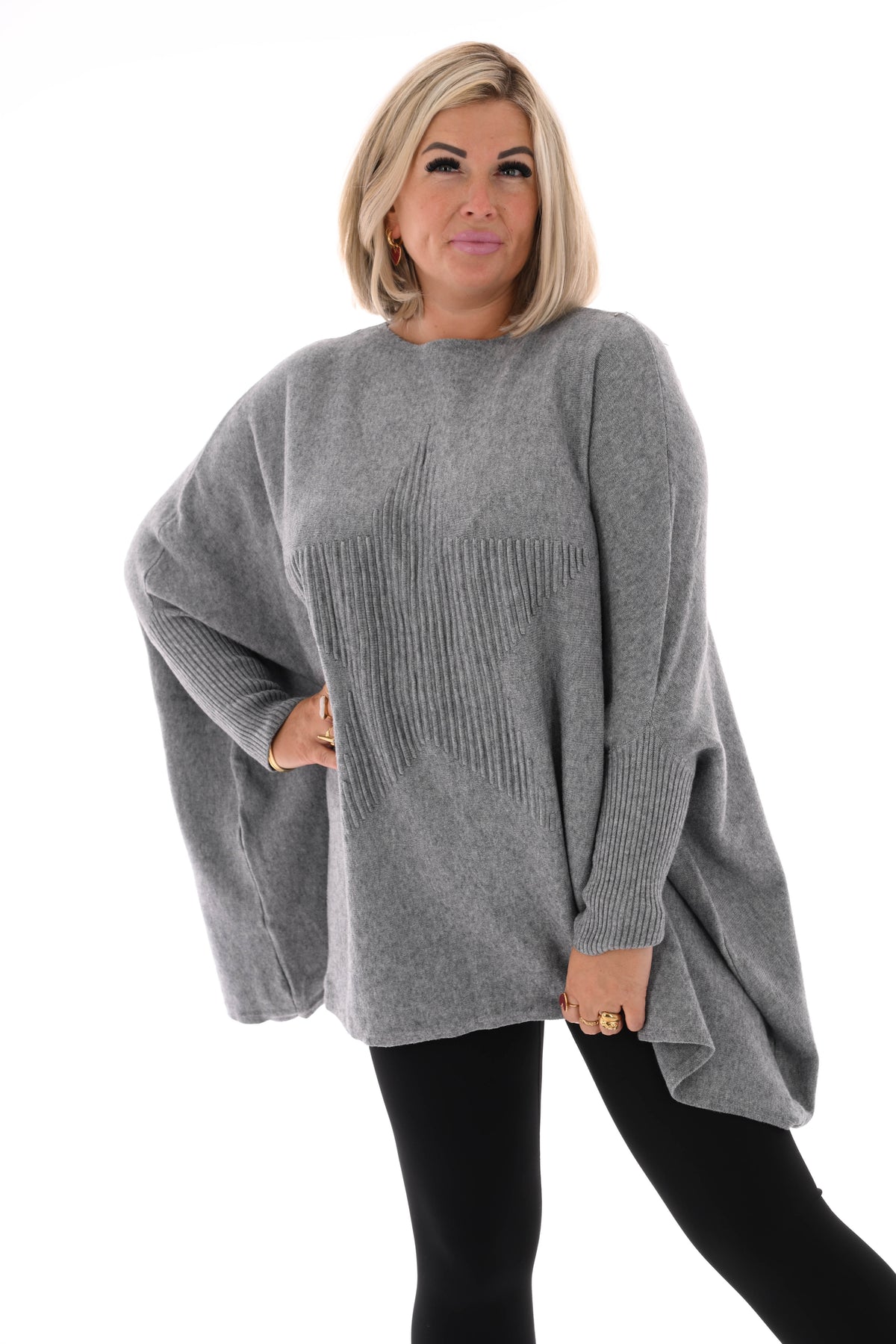 Trui met ster ronde hals grijs