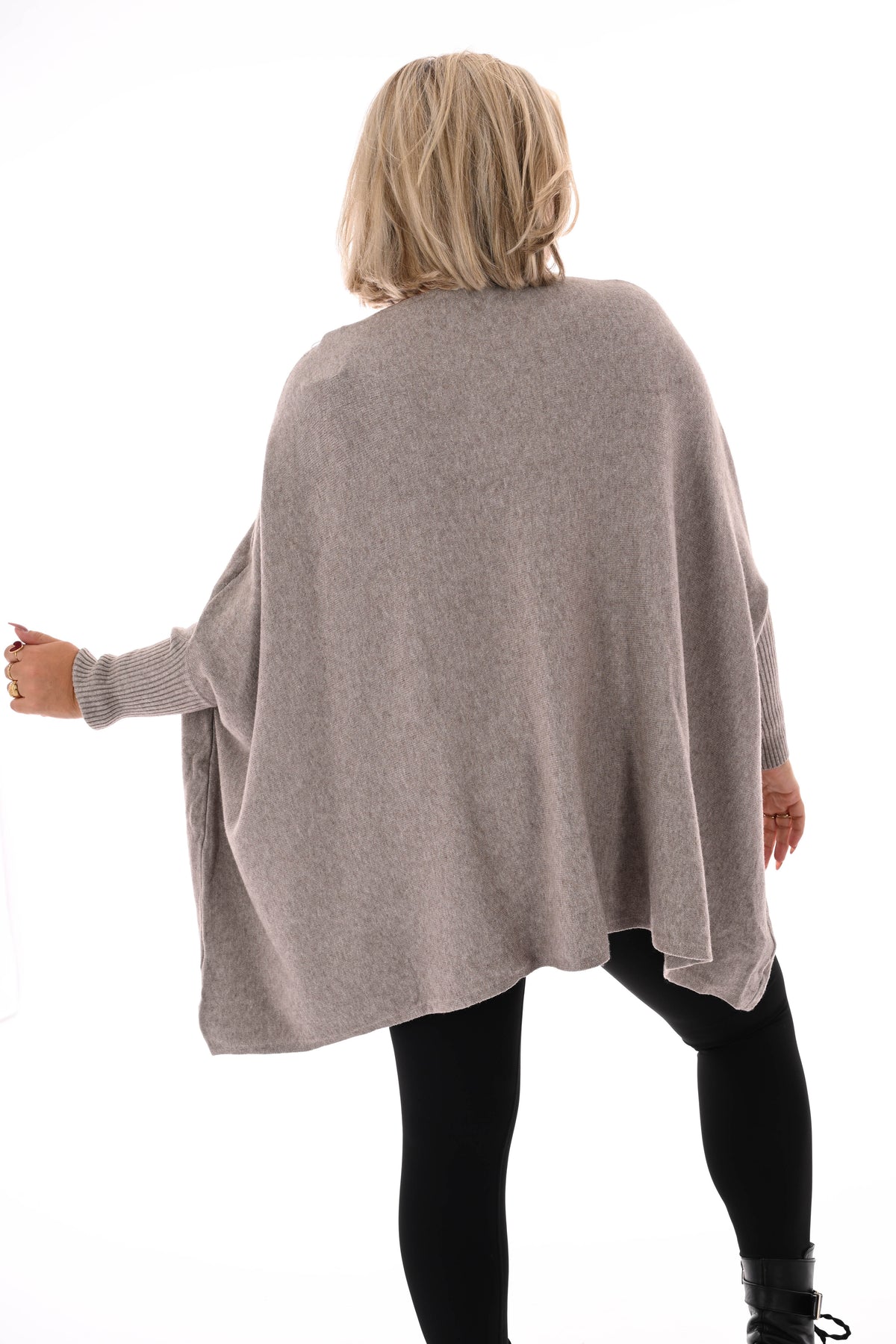 Trui met ster ronde hals taupe