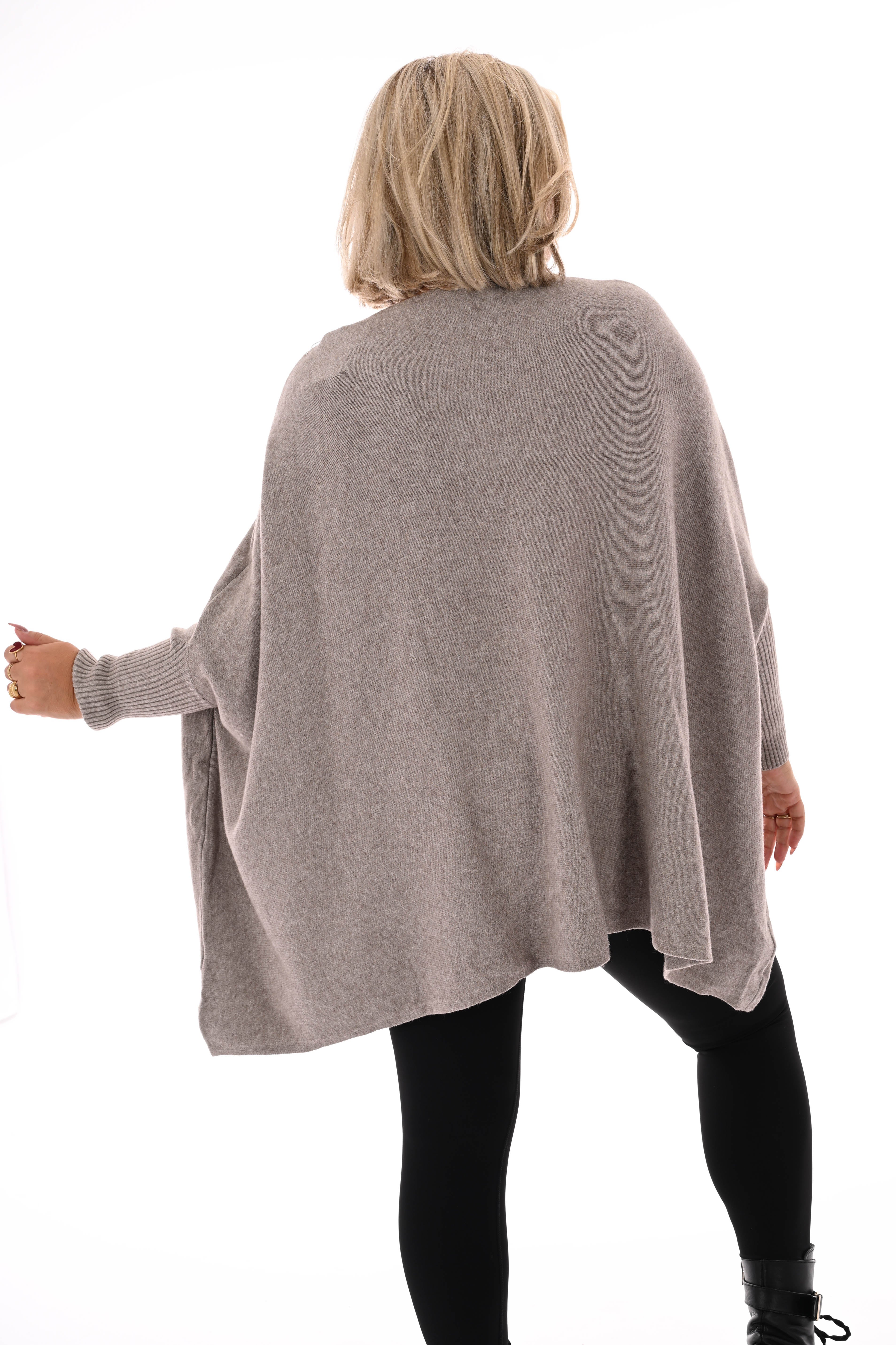 Trui met ster ronde hals taupe