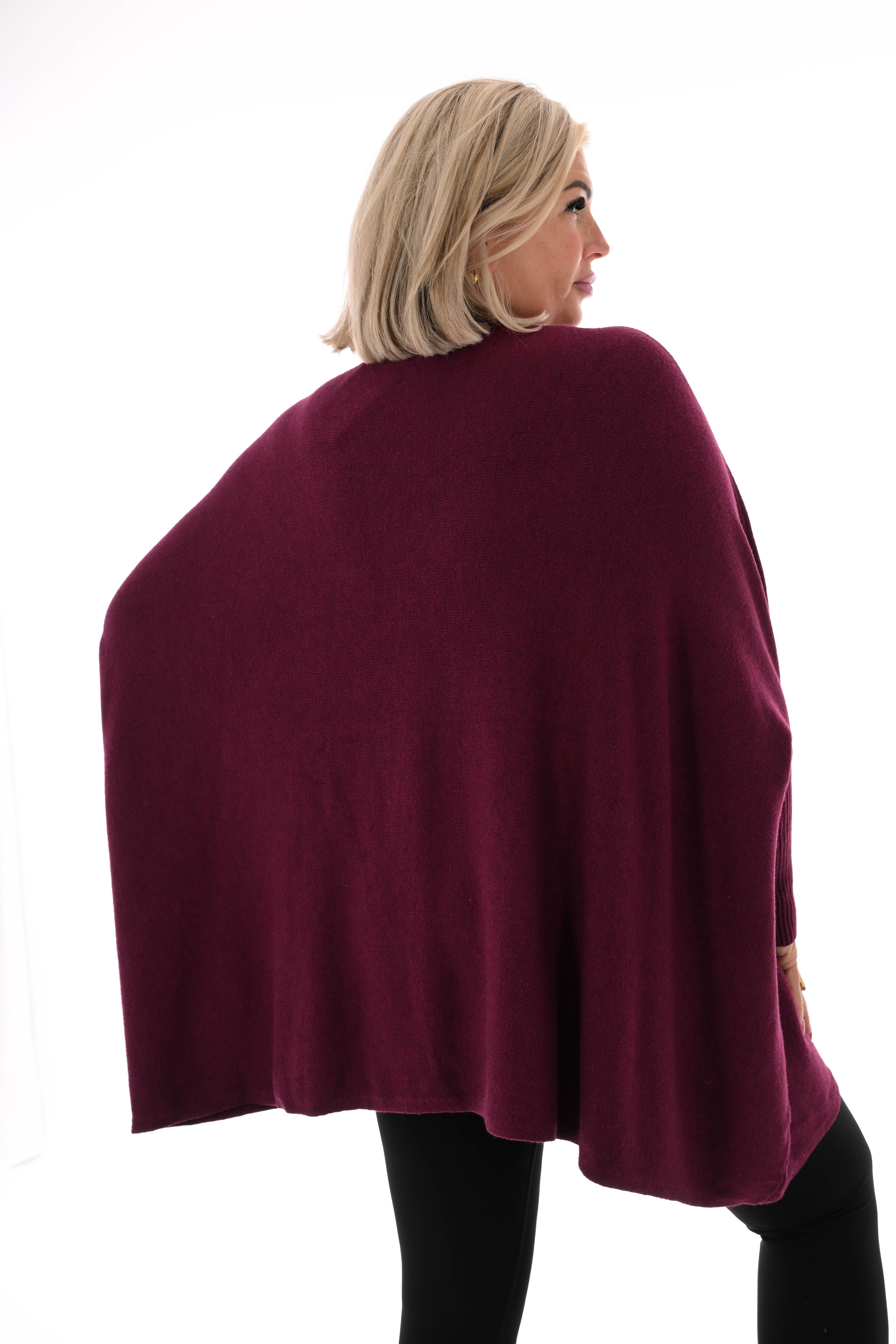 Trui met ster ronde hals aubergine