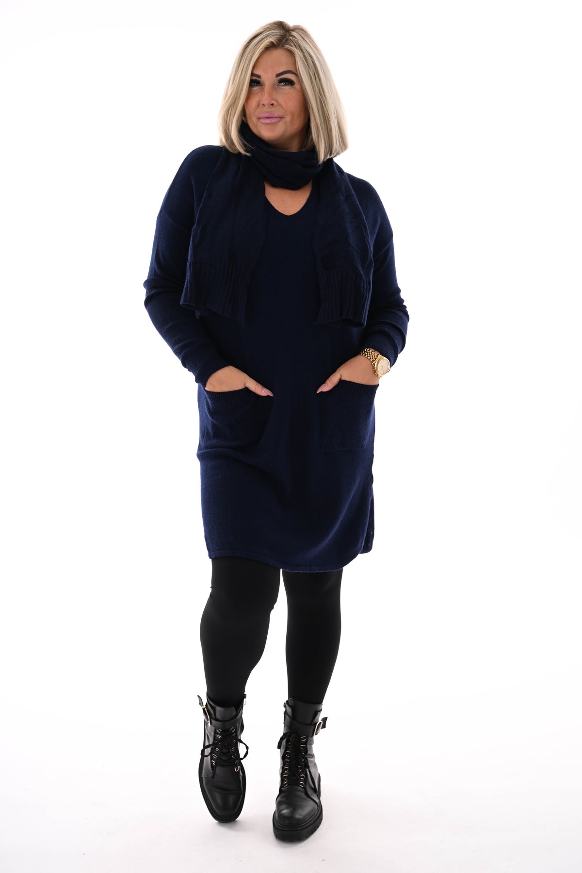 Tuniek met sjaal marineblauw