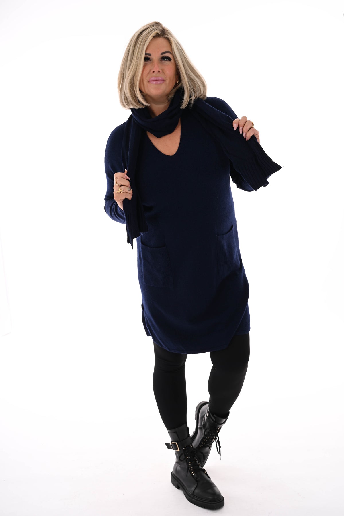 Tuniek met sjaal marineblauw