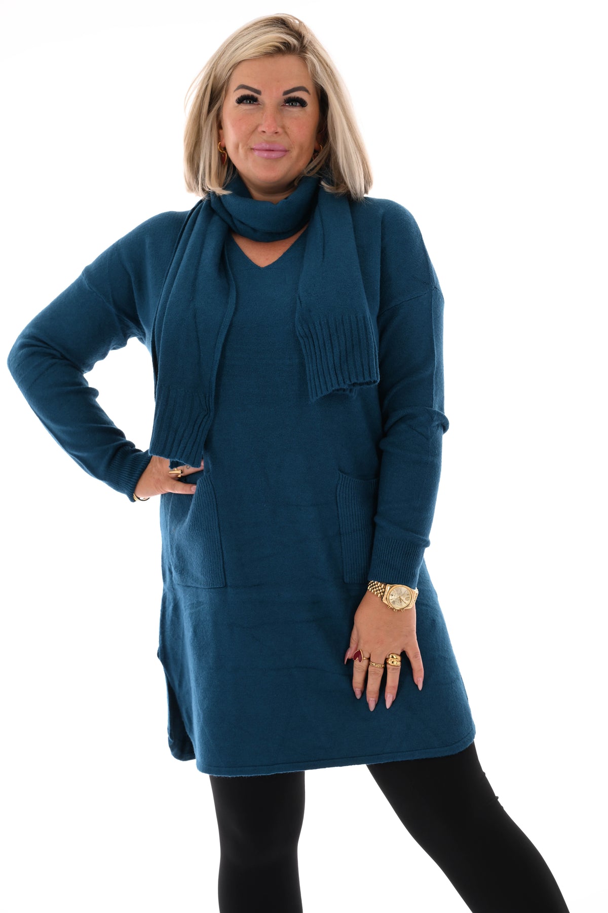 Tuniek met sjaal petrol