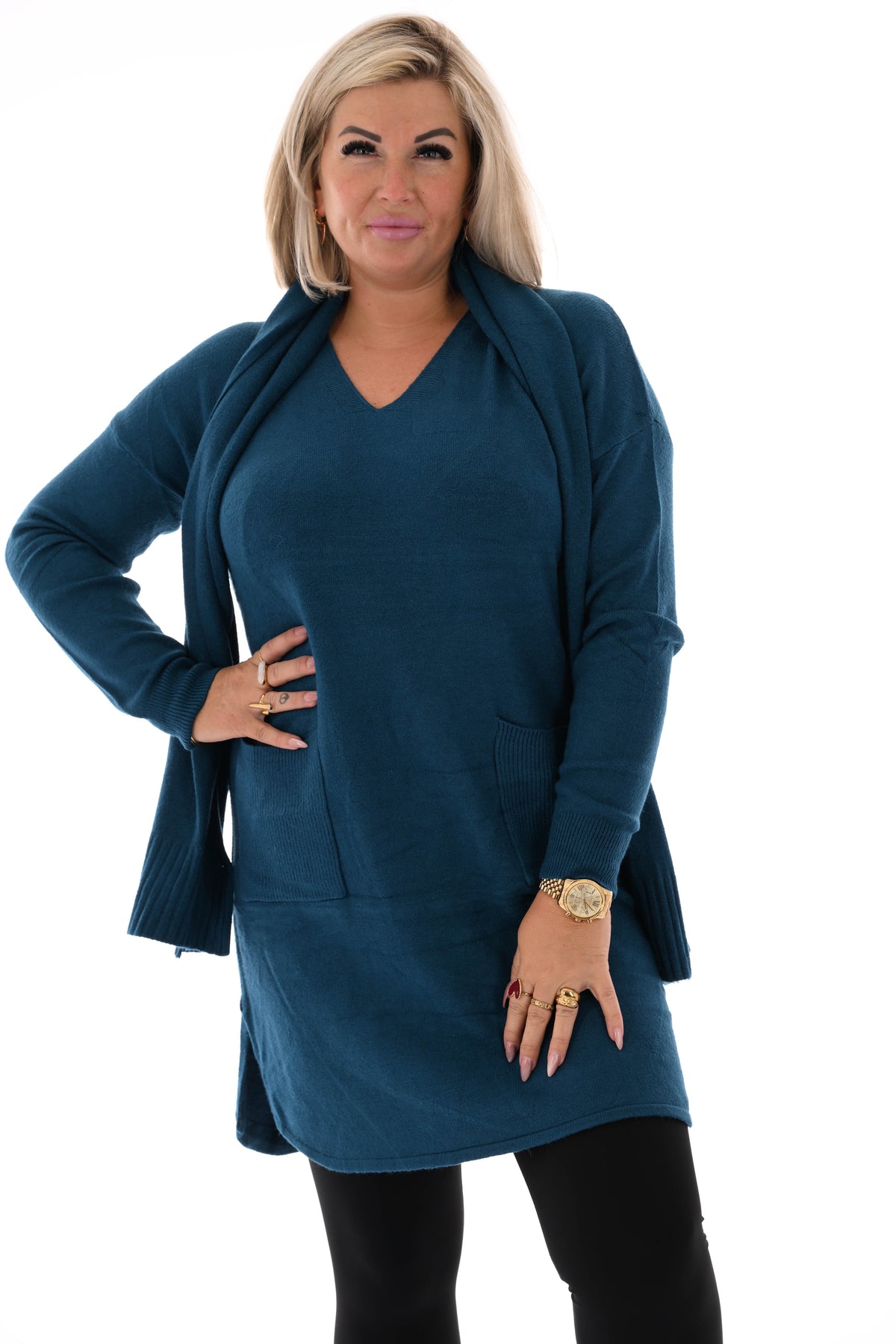 Tuniek met sjaal petrol