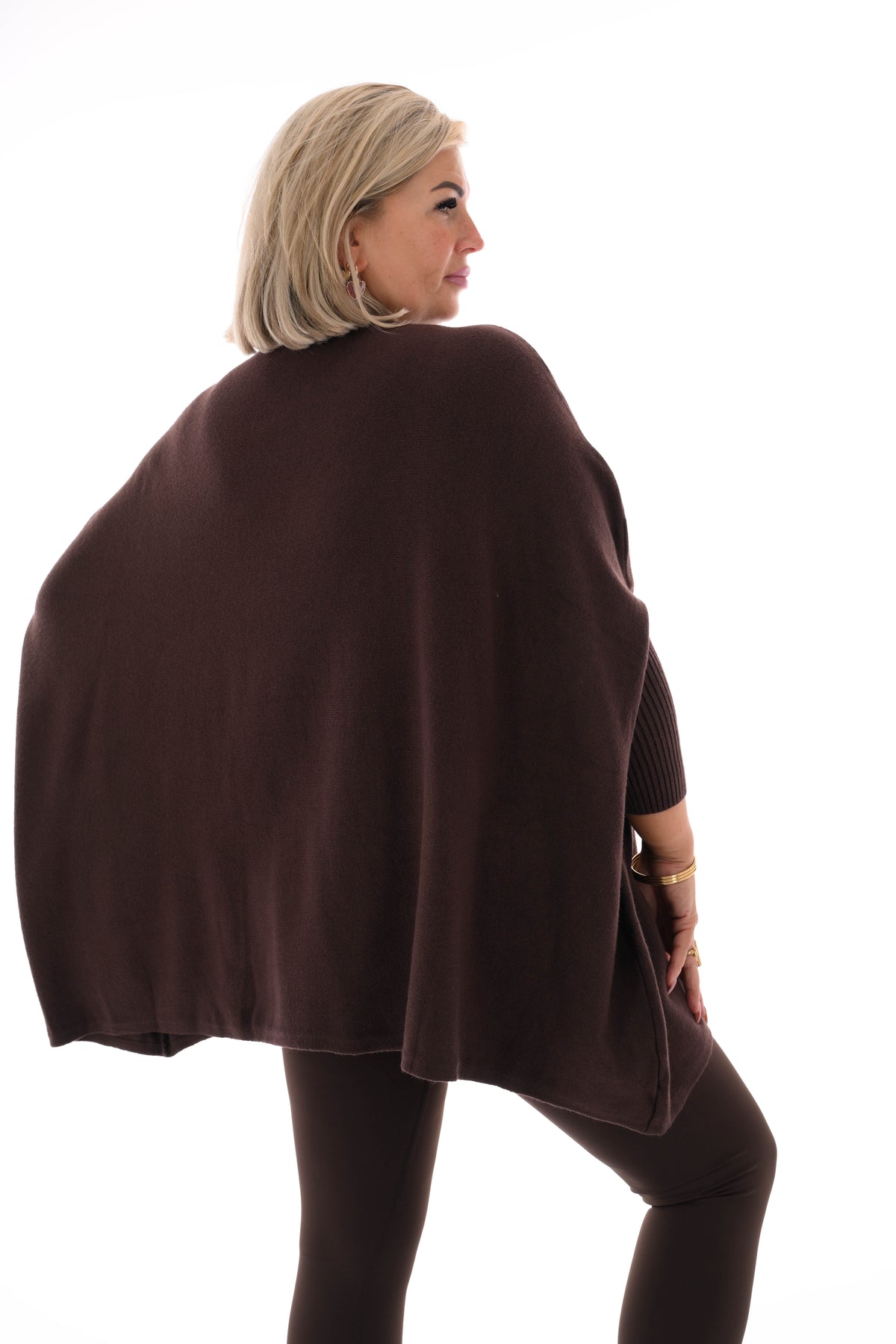 Trui met ster ronde hals donkerbruin