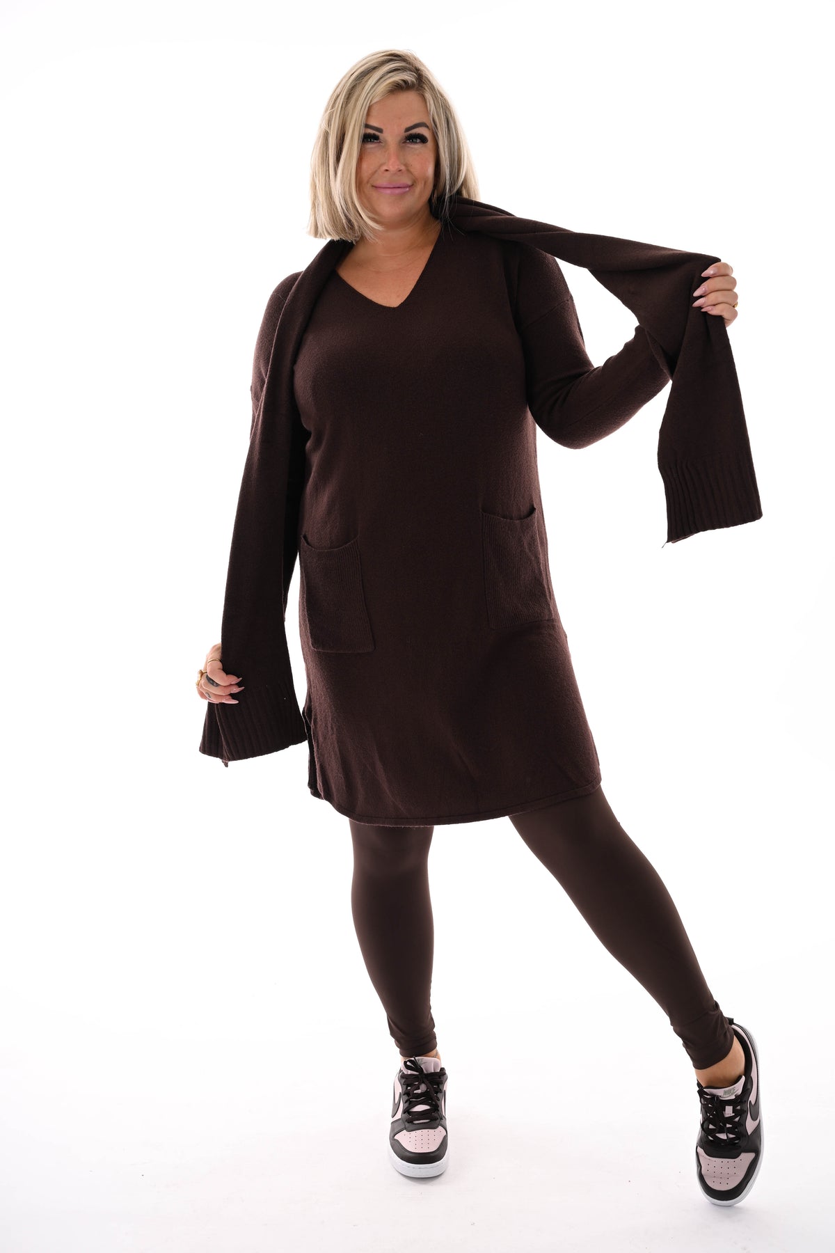 Tuniek met sjaal bruin