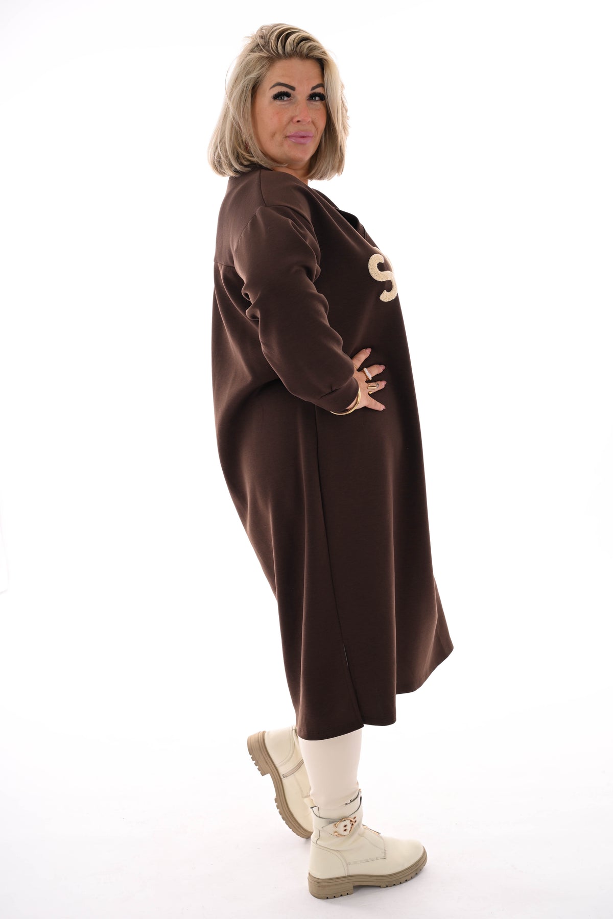 Sweaterdress Soho v-hals bruin