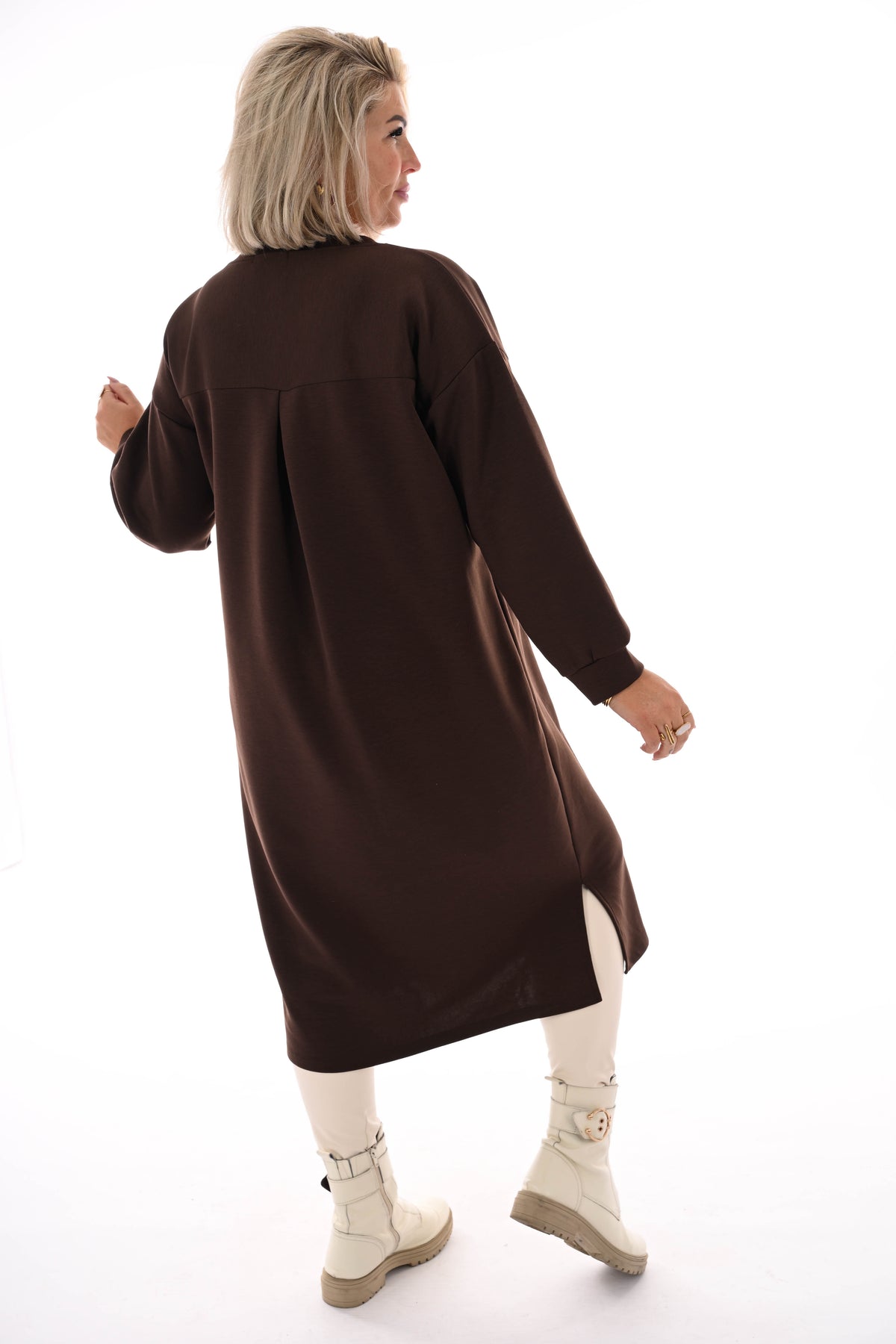 Sweaterdress Soho v-hals bruin