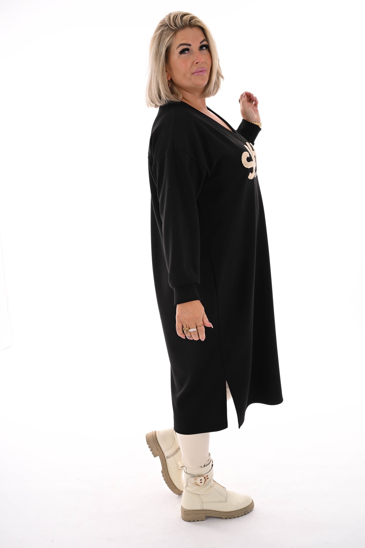 Sweaterdress Soho v-hals zwart