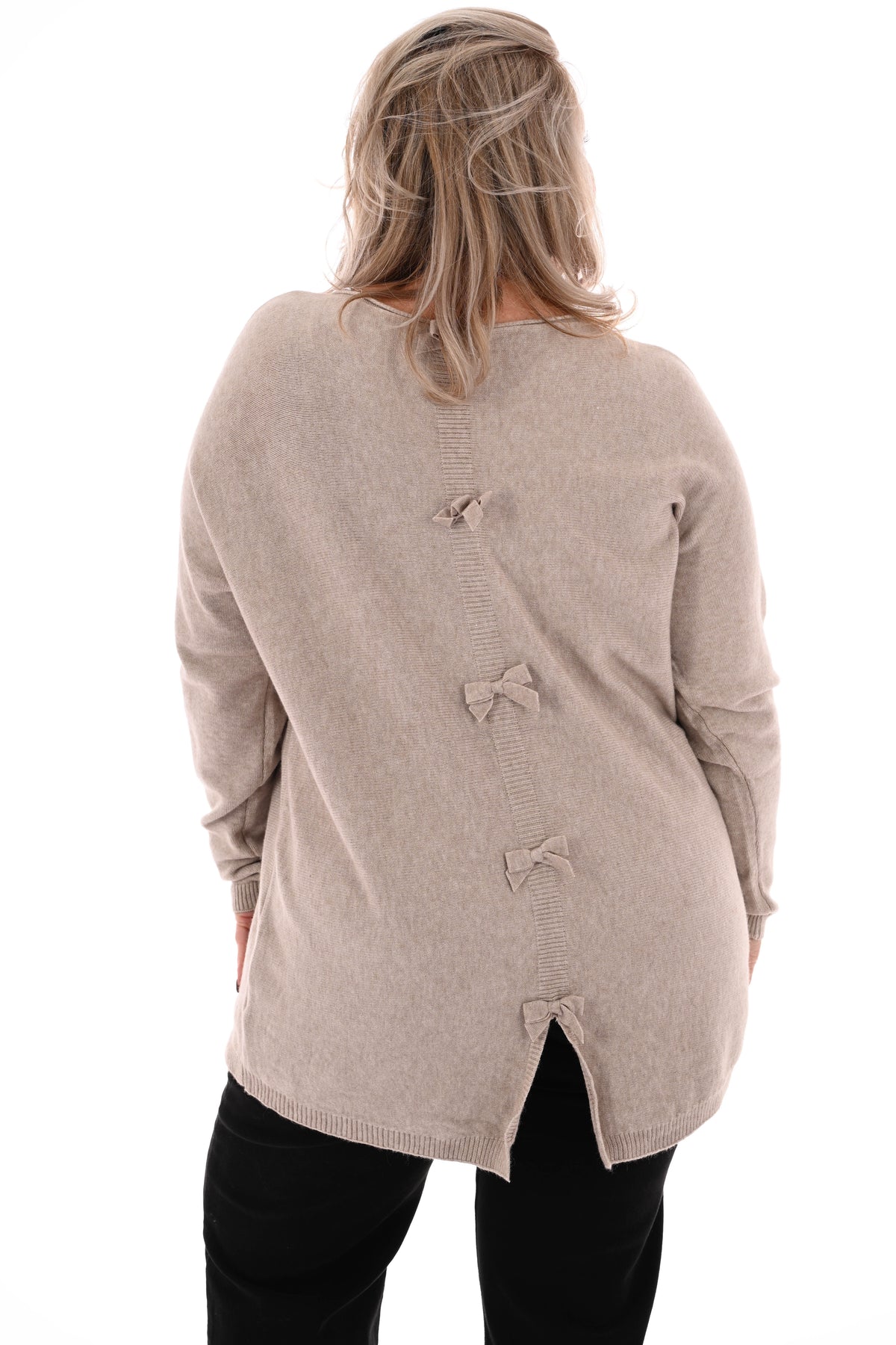 Trui met strikjes rug beige