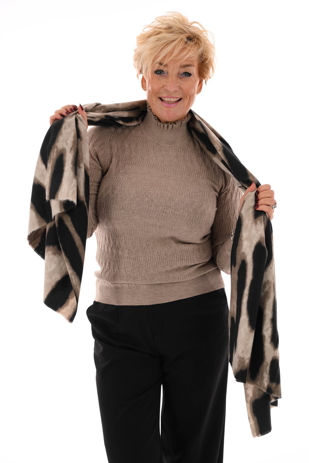 Sjaal grote panter beige