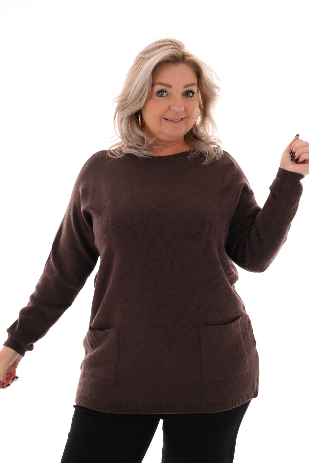 Trui met strikjes rug donkerbruin