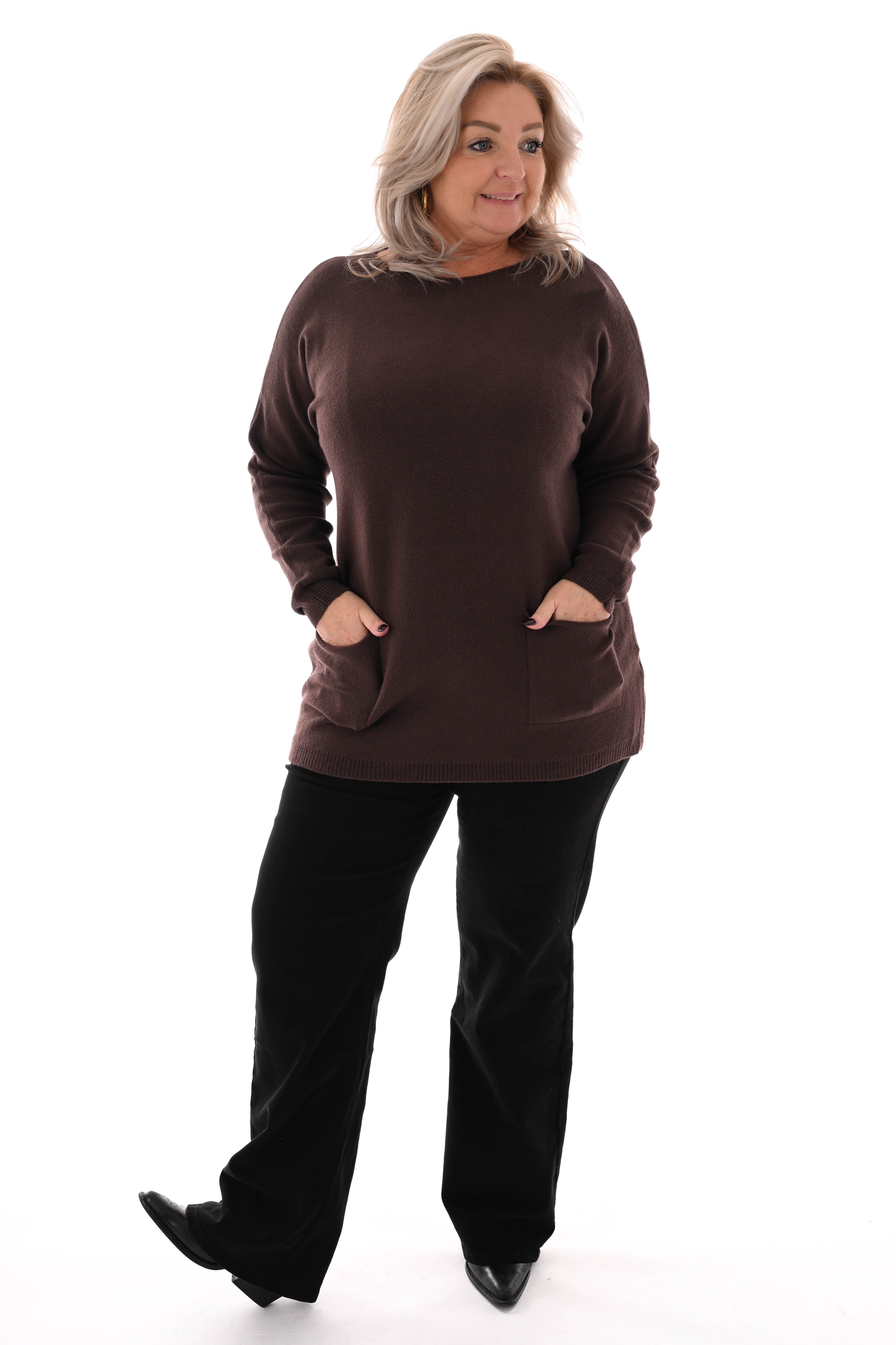 Trui met strikjes rug donkerbruin