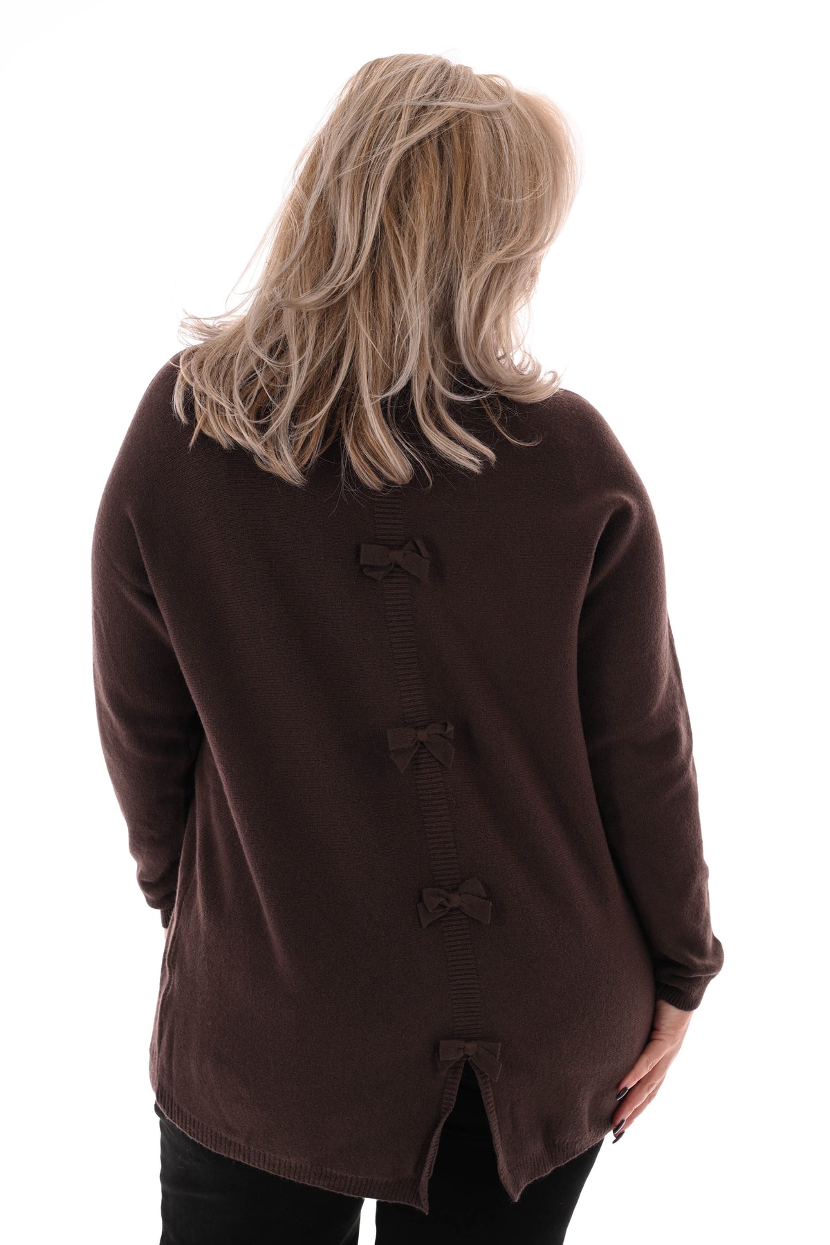 Trui met strikjes rug donkerbruin