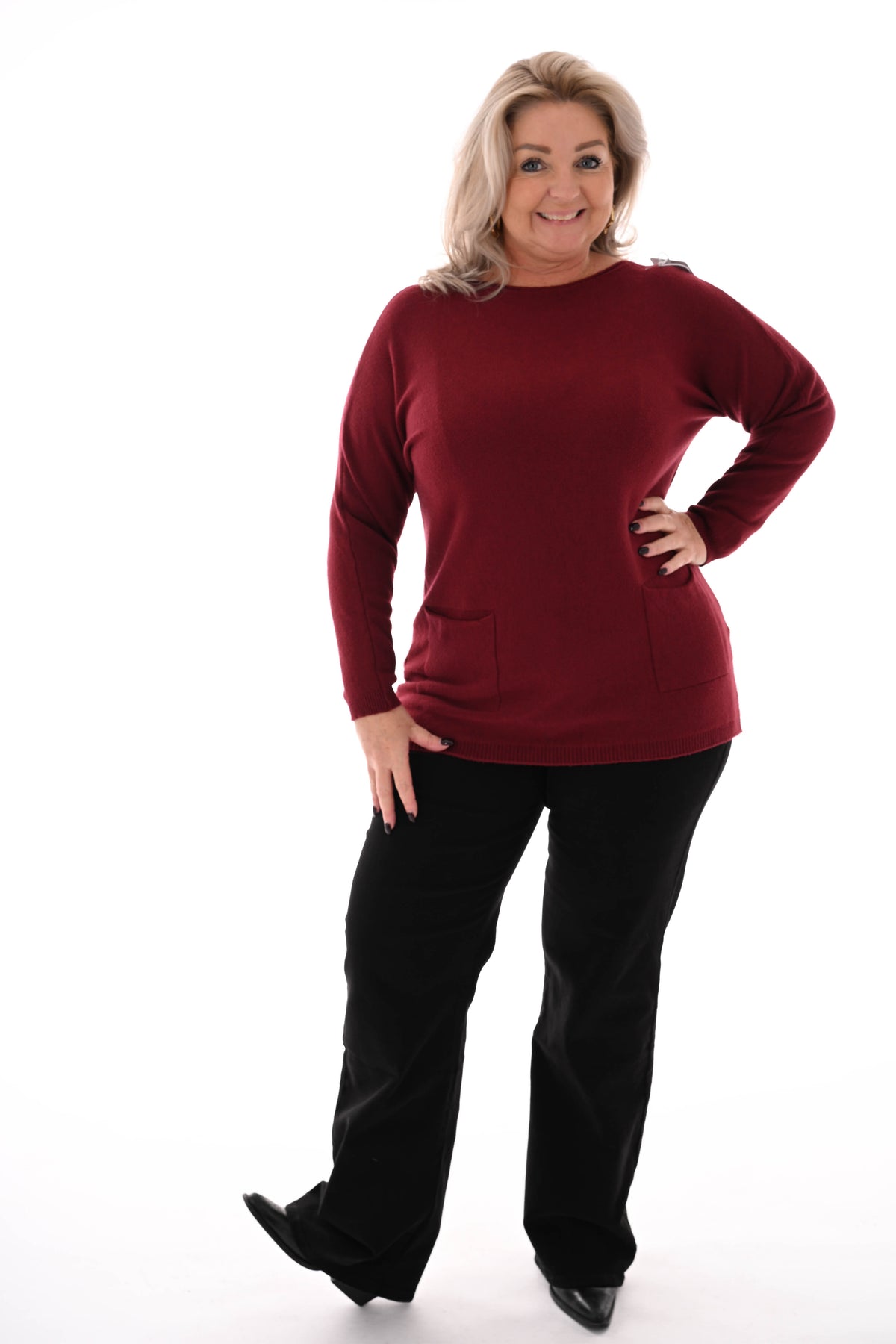 Trui met strikjes rug bordeaux