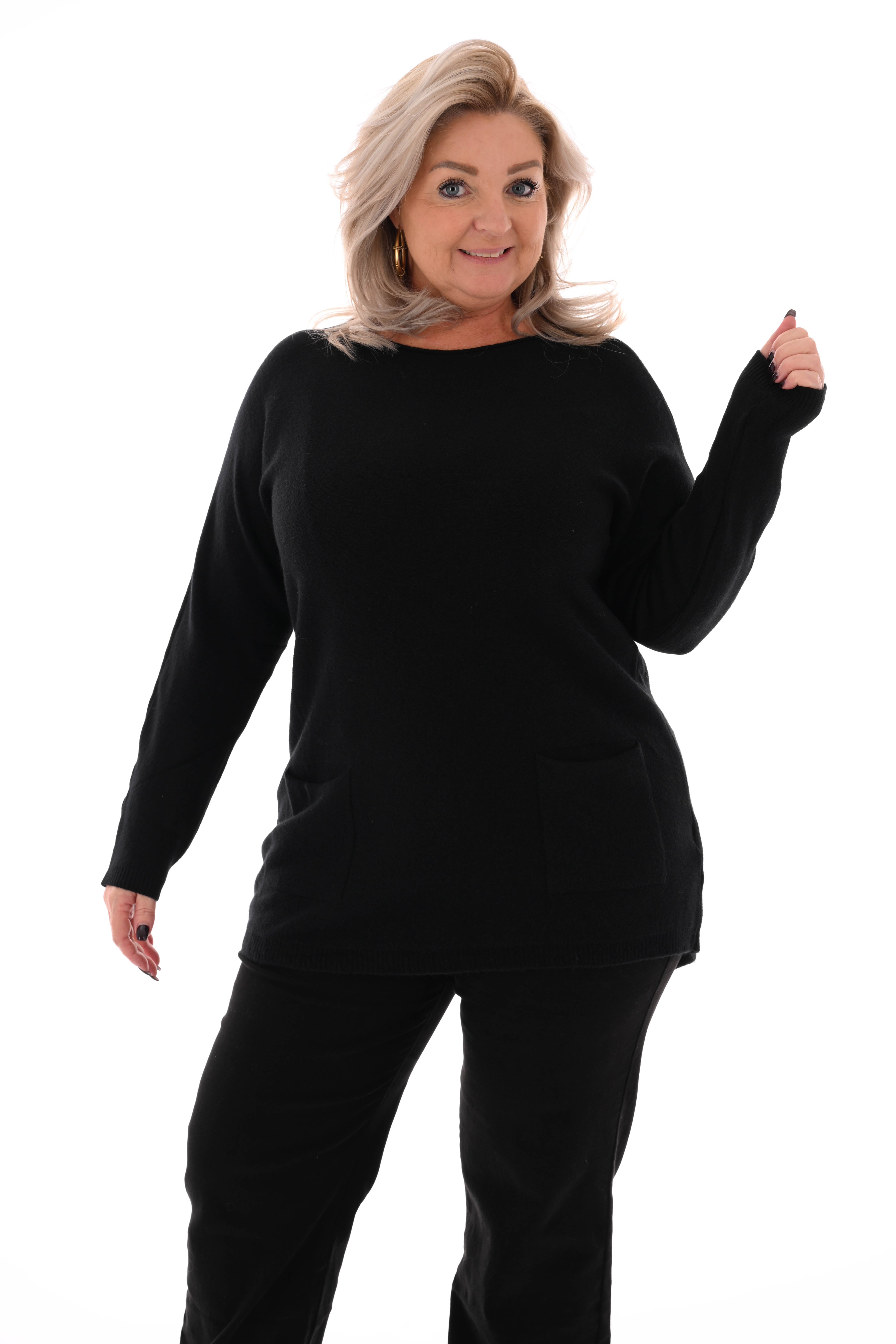 Trui met strikjes rug zwart