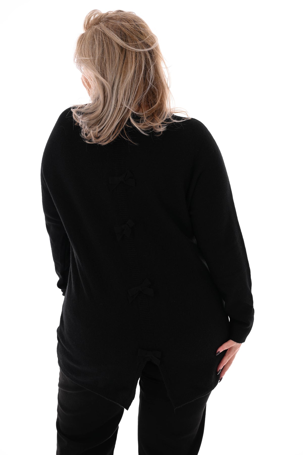 Trui met strikjes rug zwart