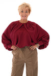 Silky blouse met pofmouwen bordeaux