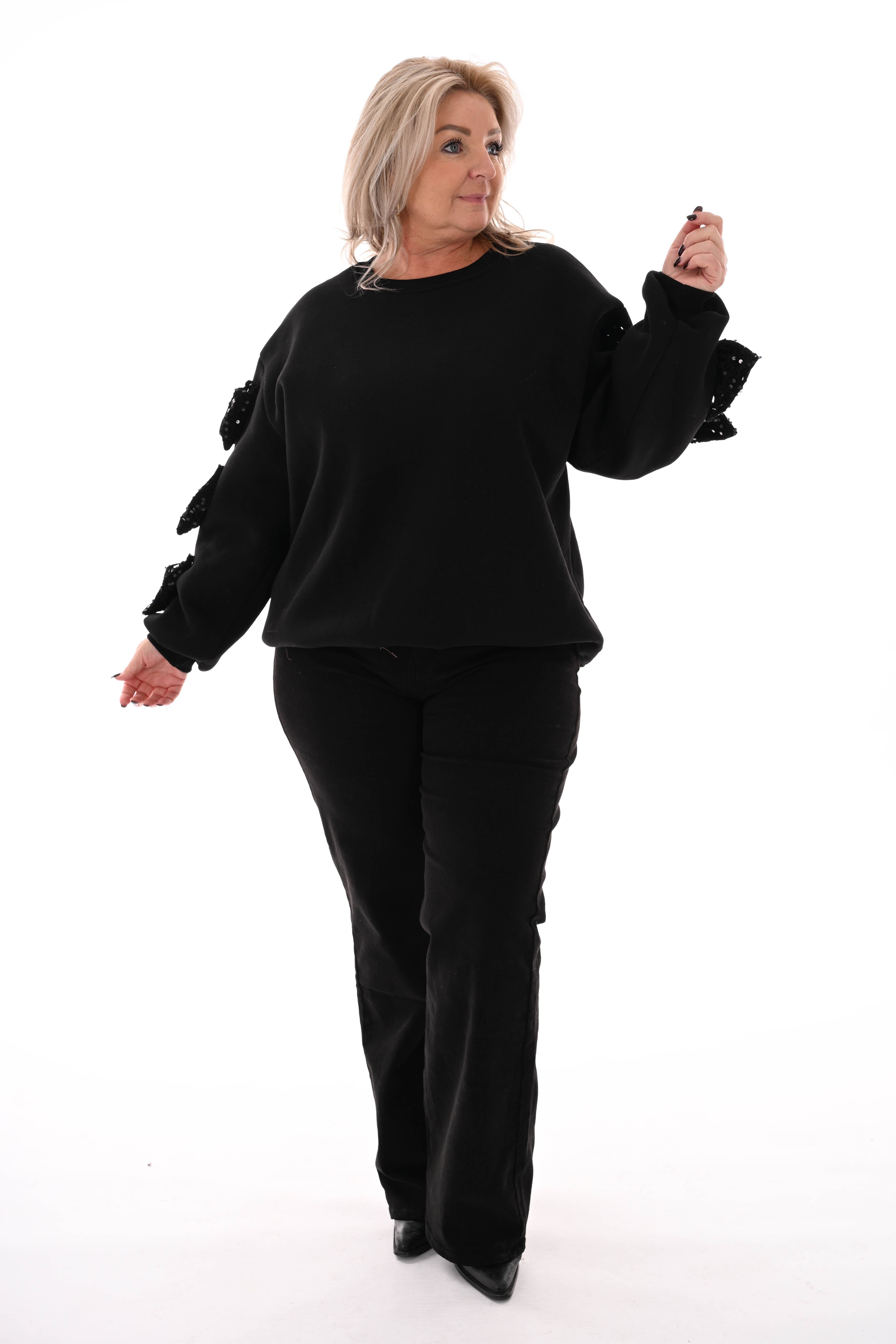 Sweater strikken met pailletten zwart