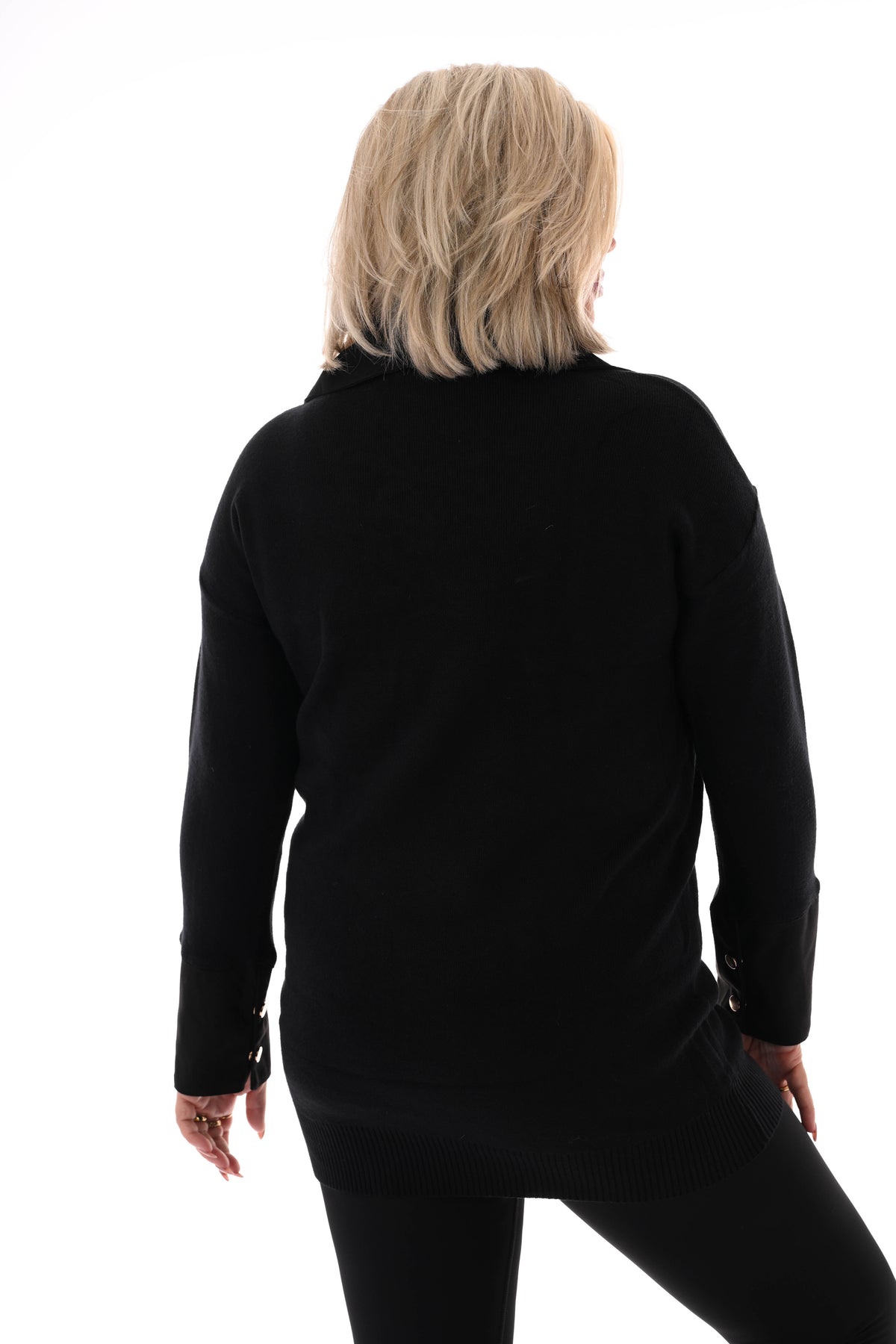 Tuniek veterhals met kraag zwart