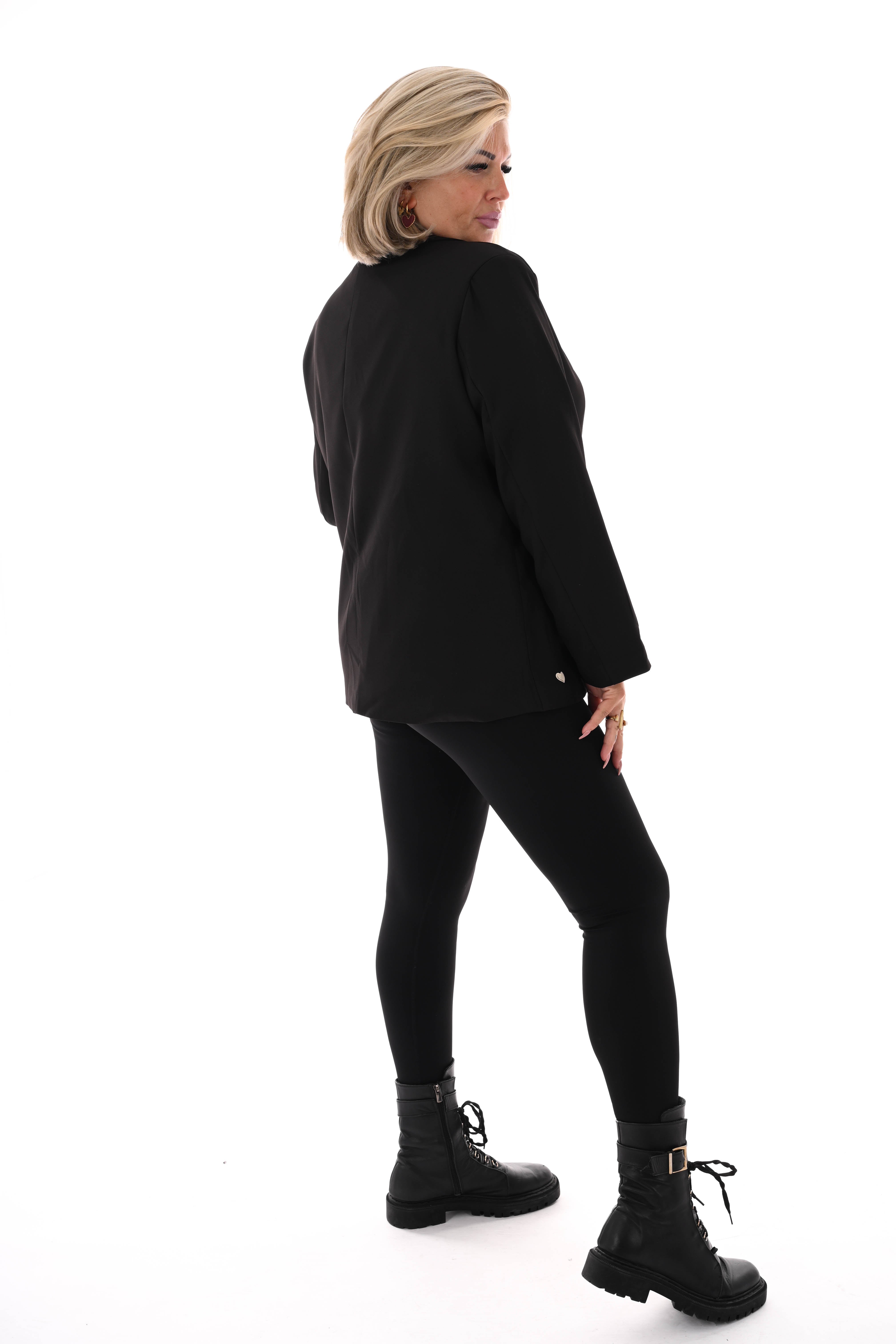 Blazer geborduurde hartjes zwart