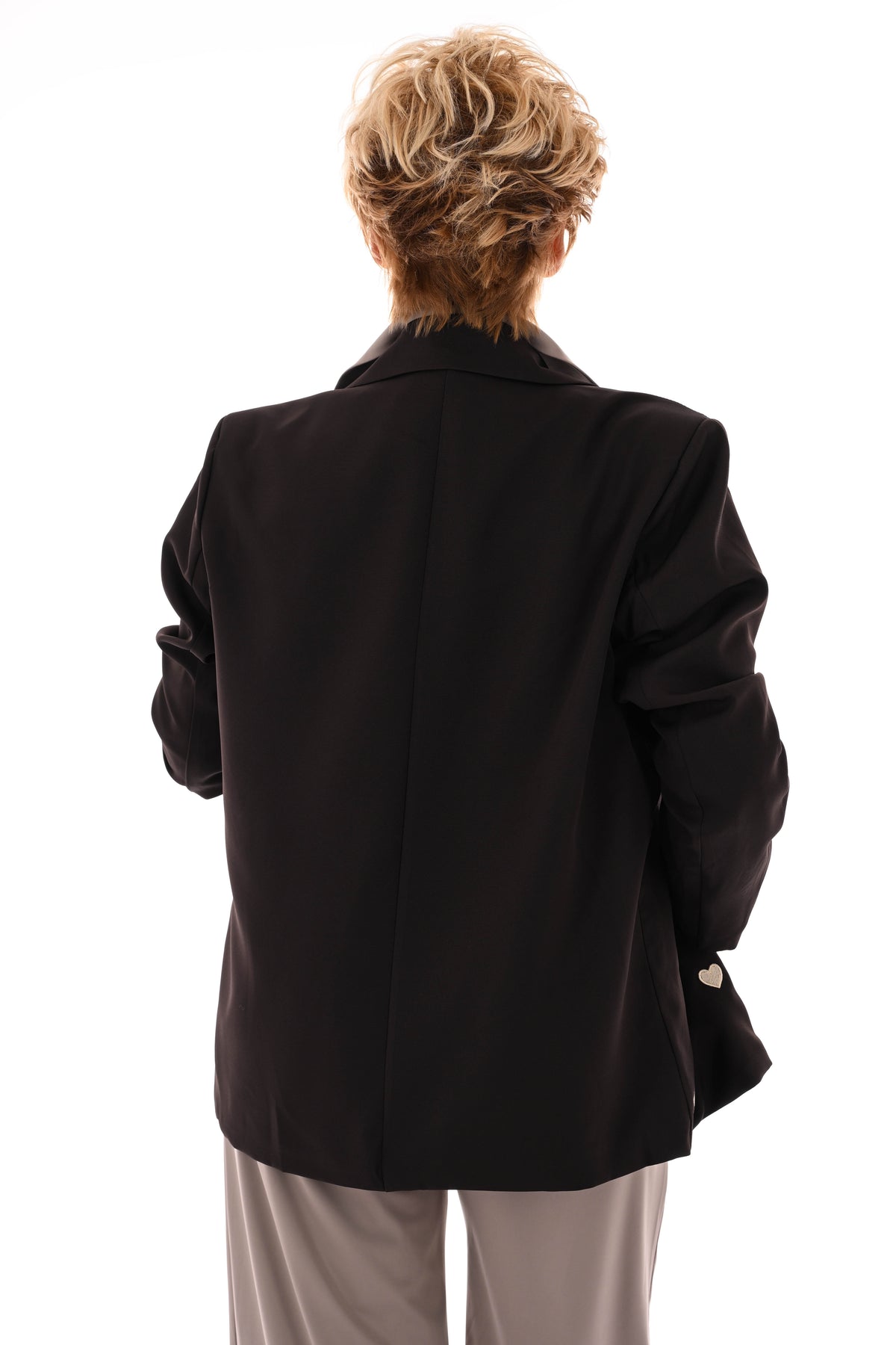 Blazer geborduurde hartjes donkerbruin