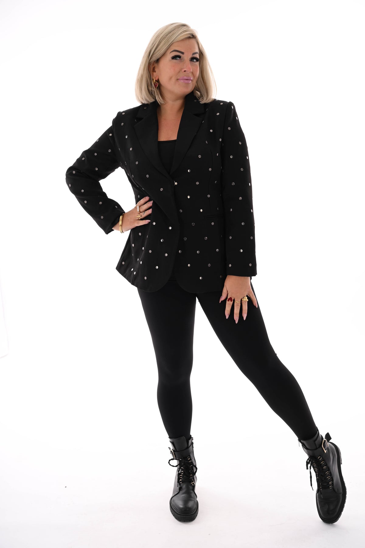 Blazer met dot studs zwart