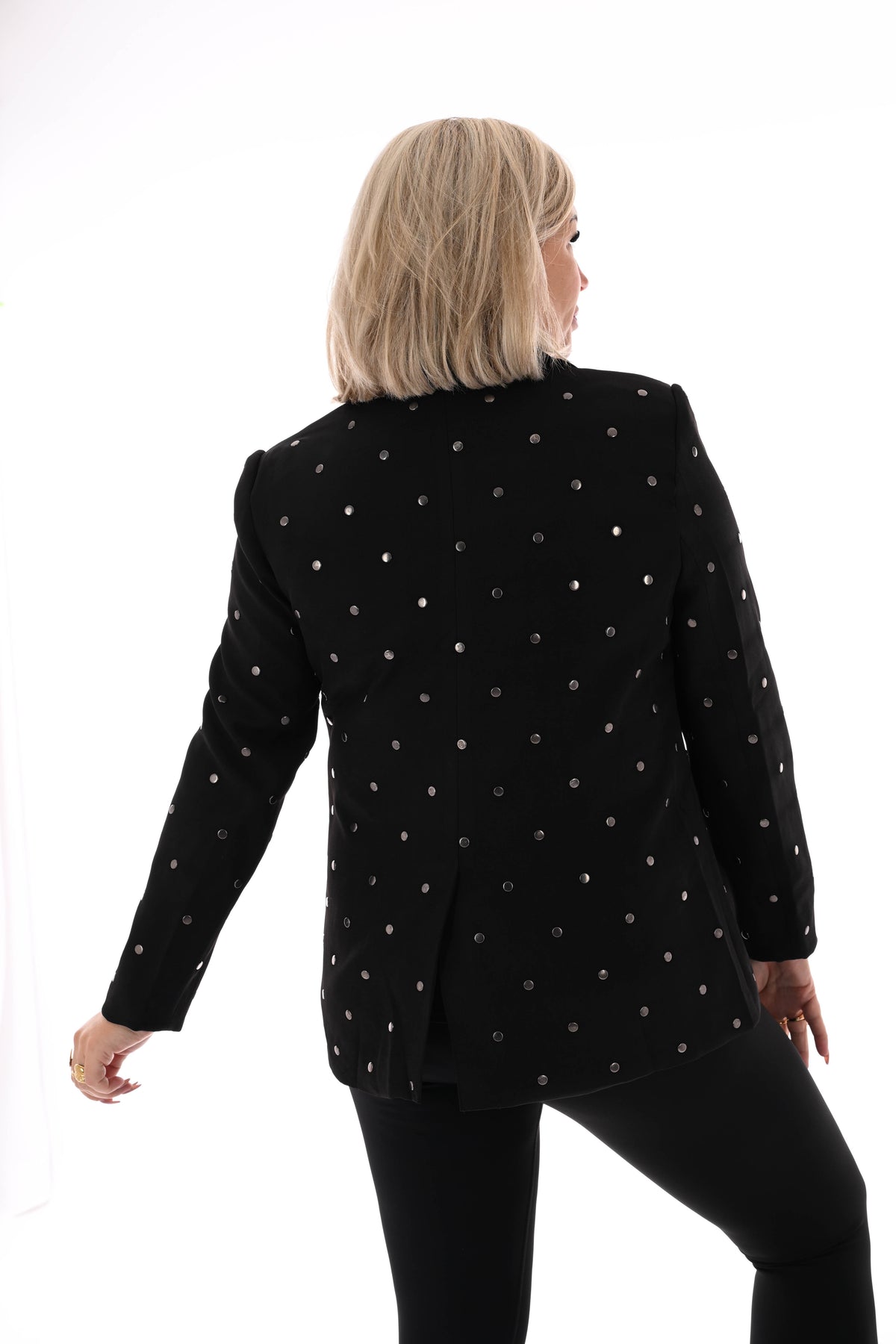 Blazer met dot studs zwart