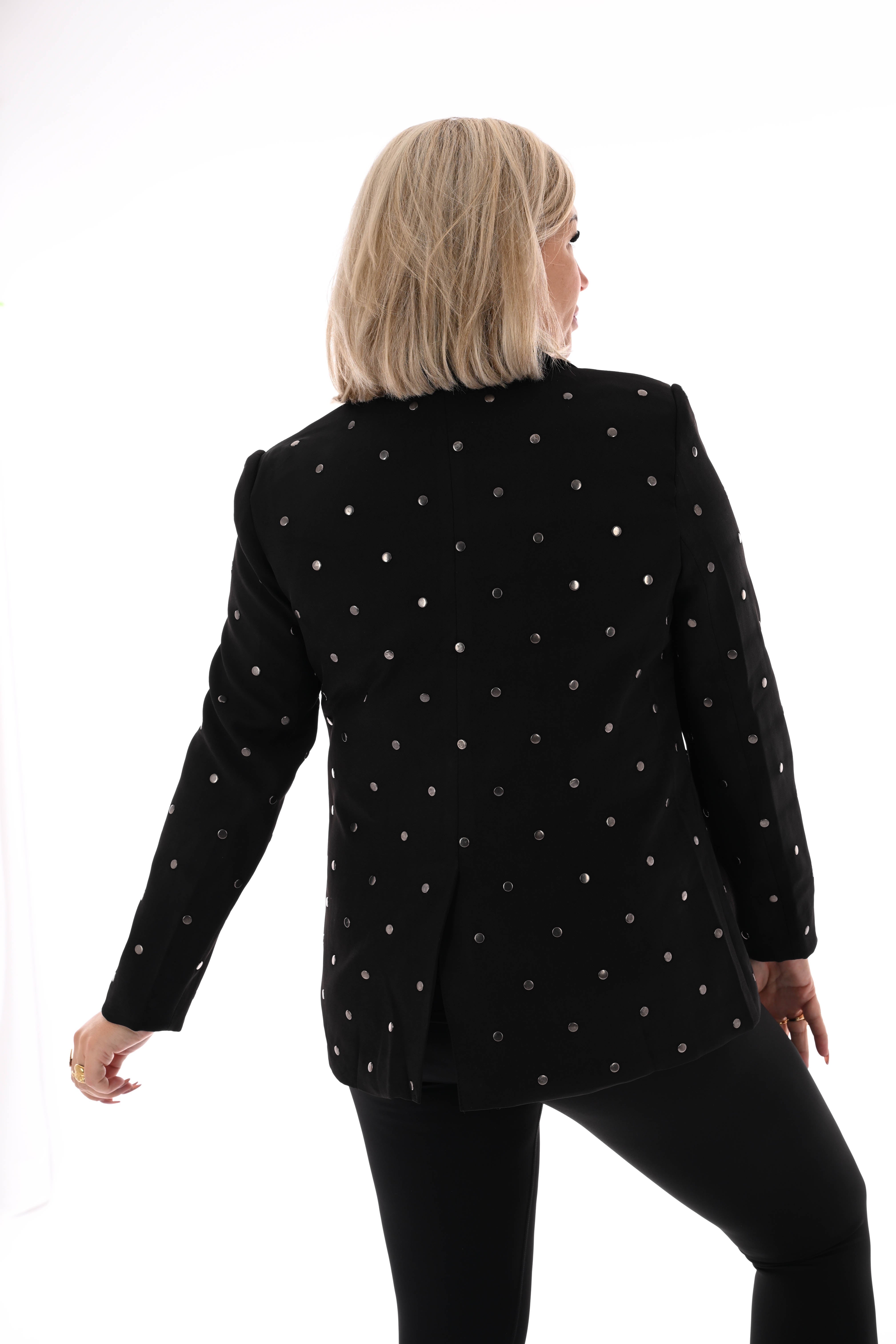 Blazer met dot studs zwart