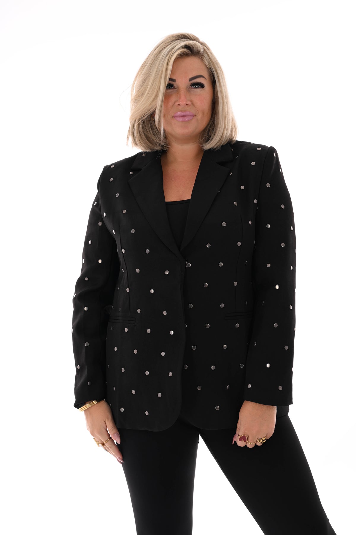 Blazer met dot studs zwart