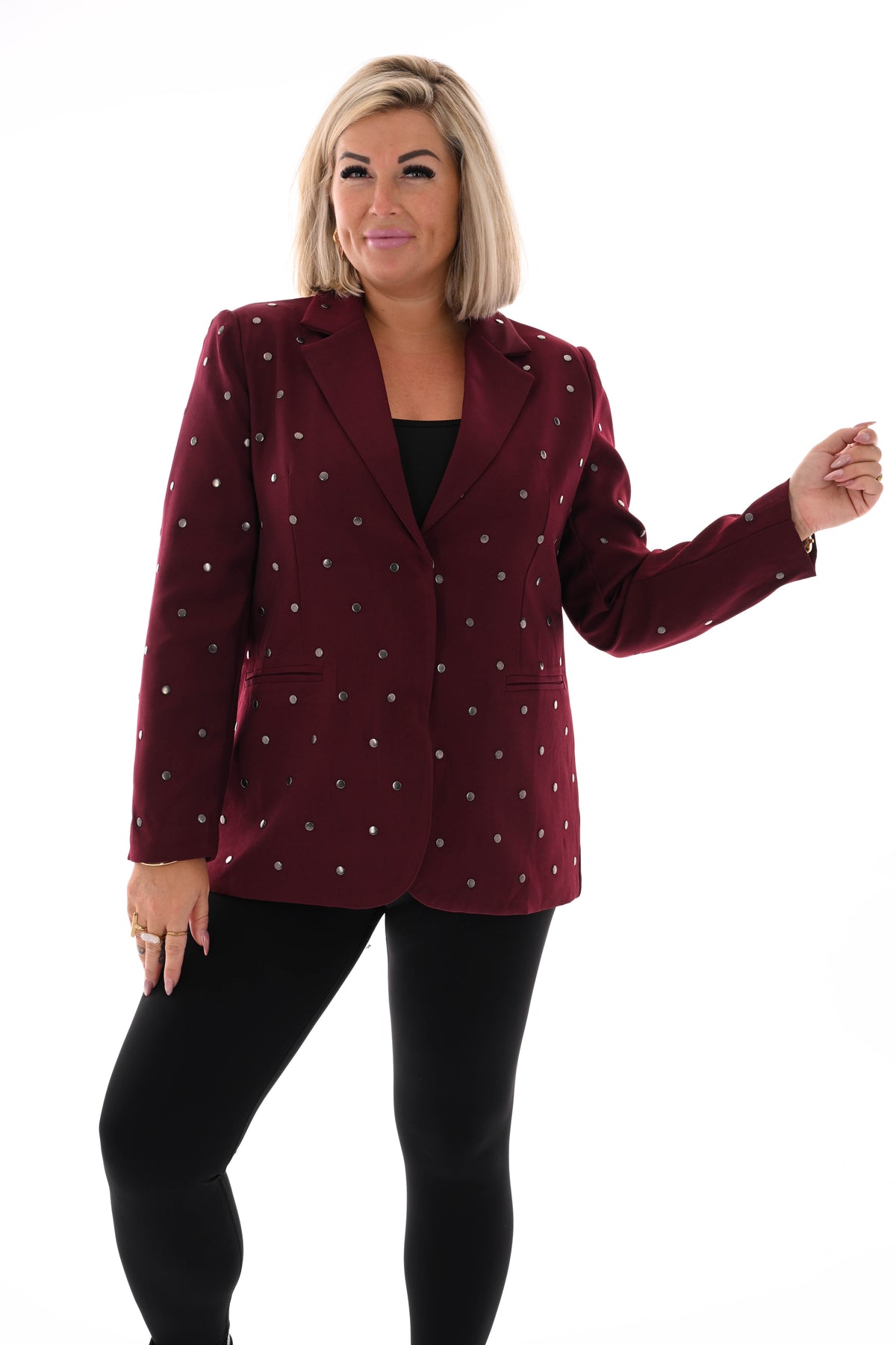 Blazer met dot studs bordeaux