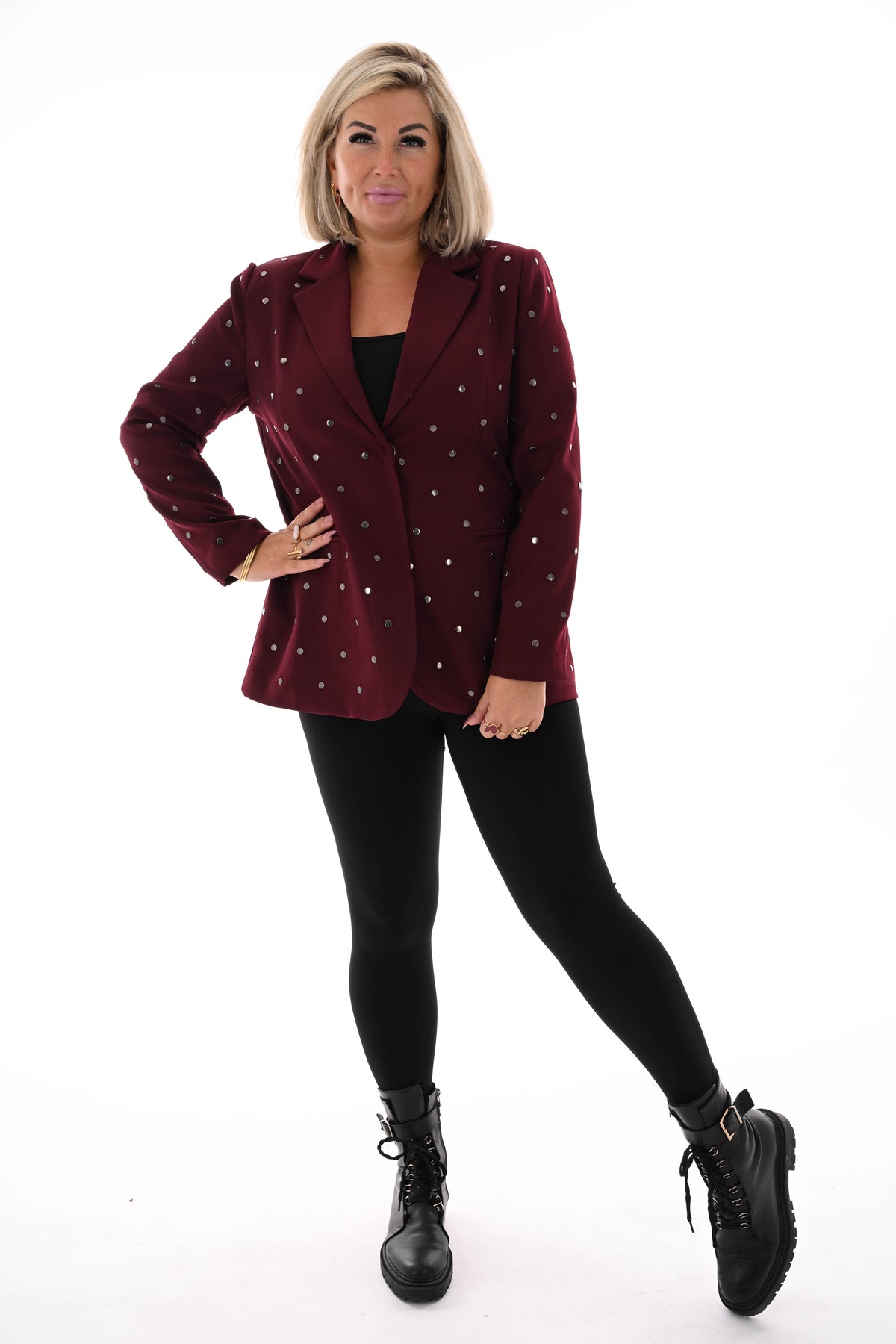 Blazer met dot studs bordeaux