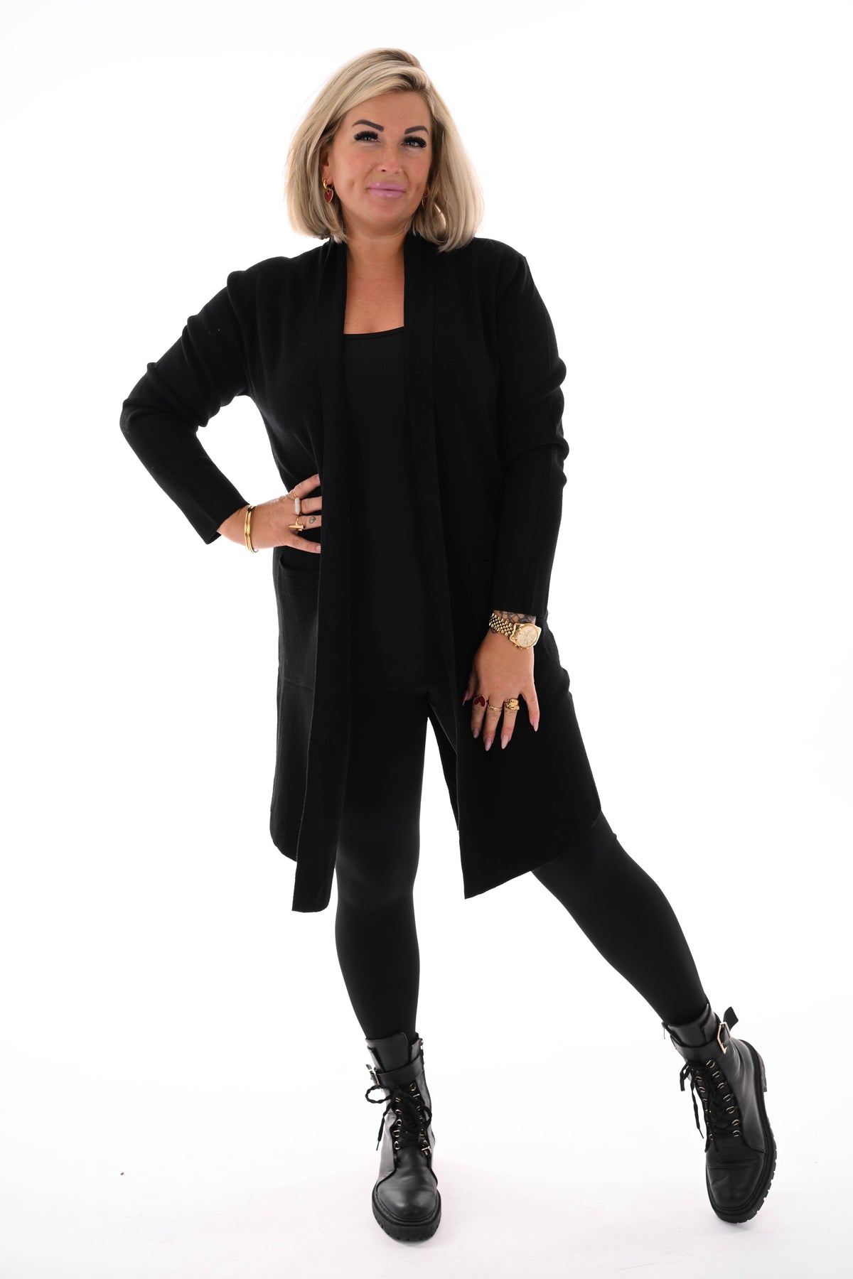 Vest half lang zwart