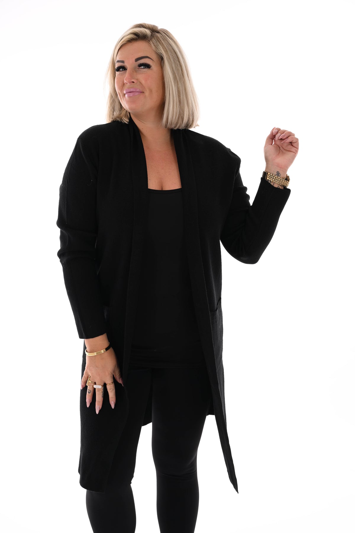 Vest half lang zwart