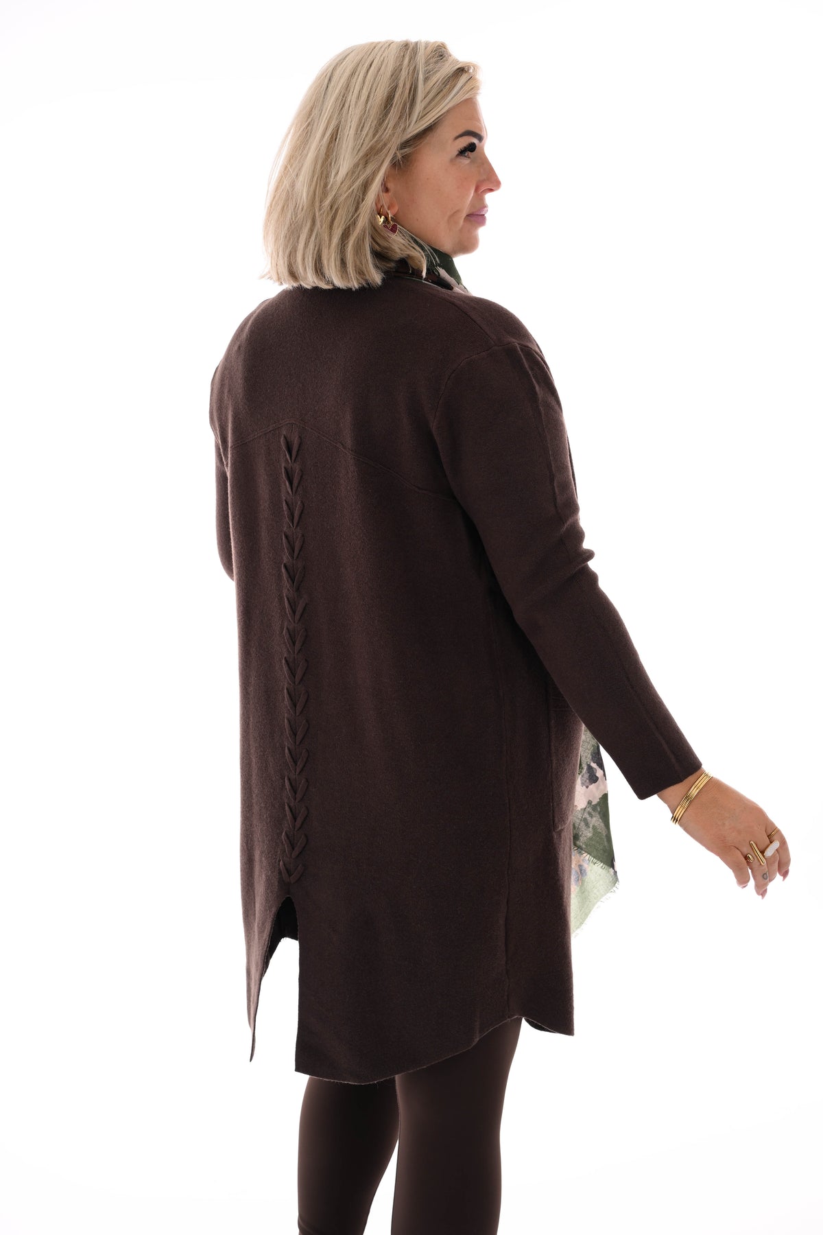 Vest half lang  donkerbruin