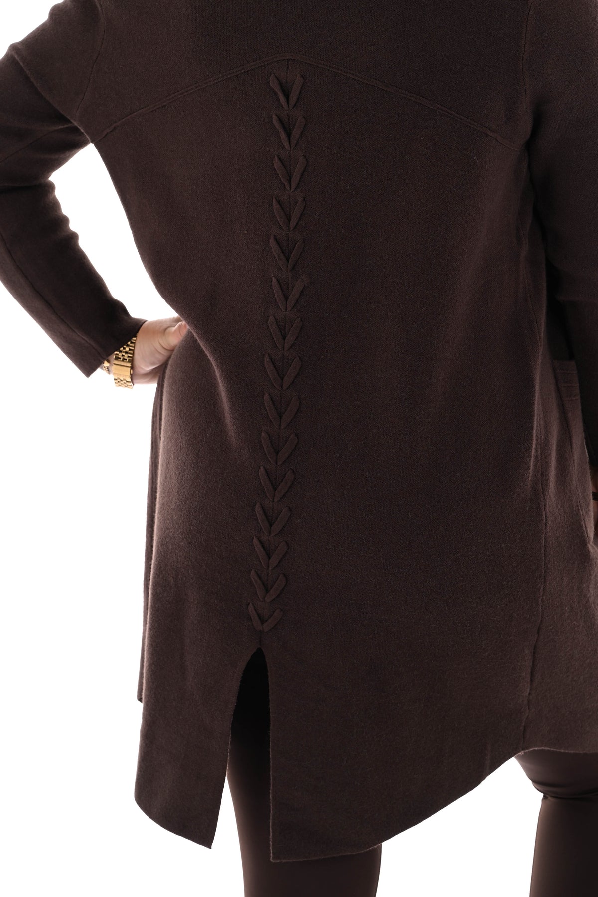 Vest half lang  donkerbruin