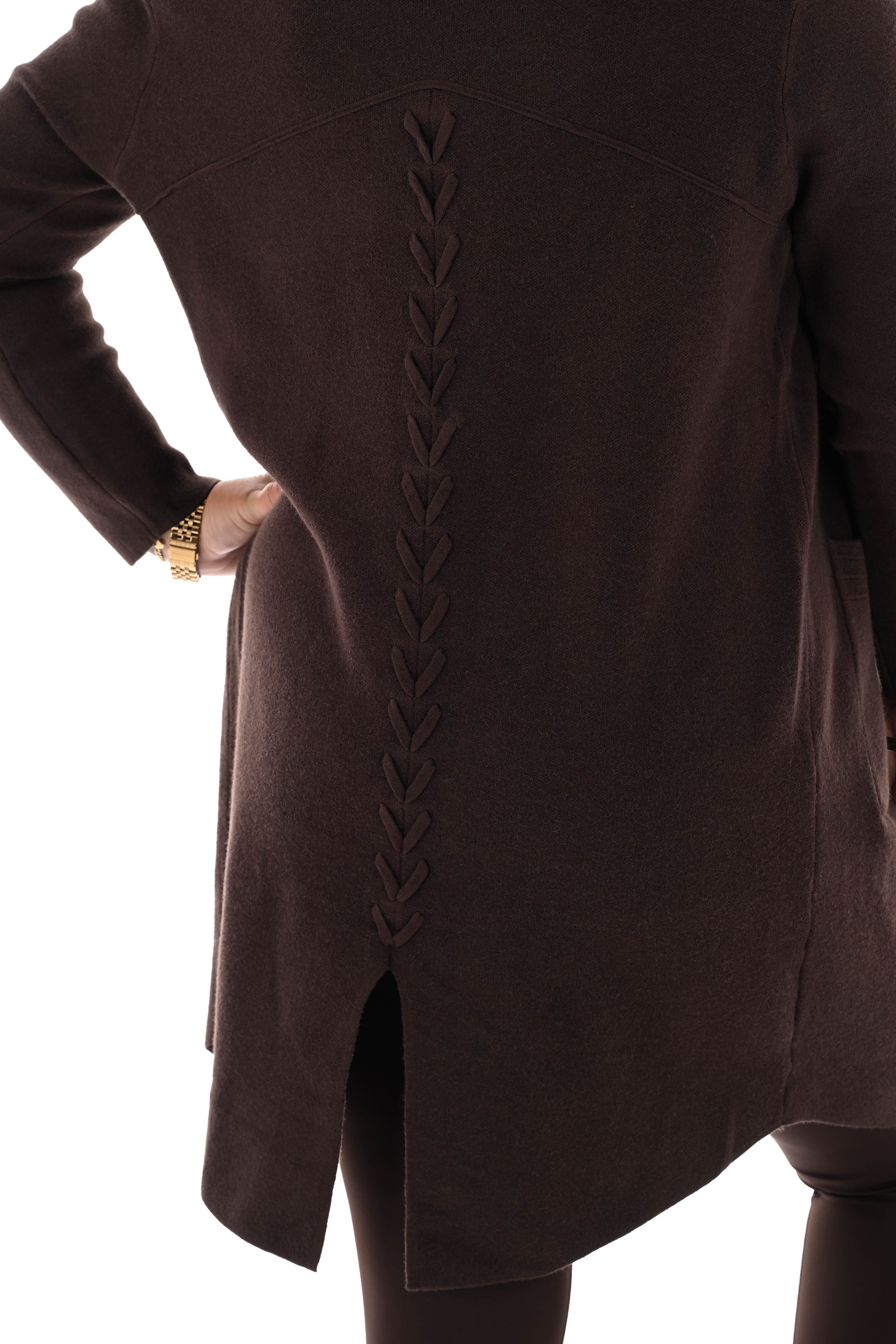 Vest half lang  donkerbruin