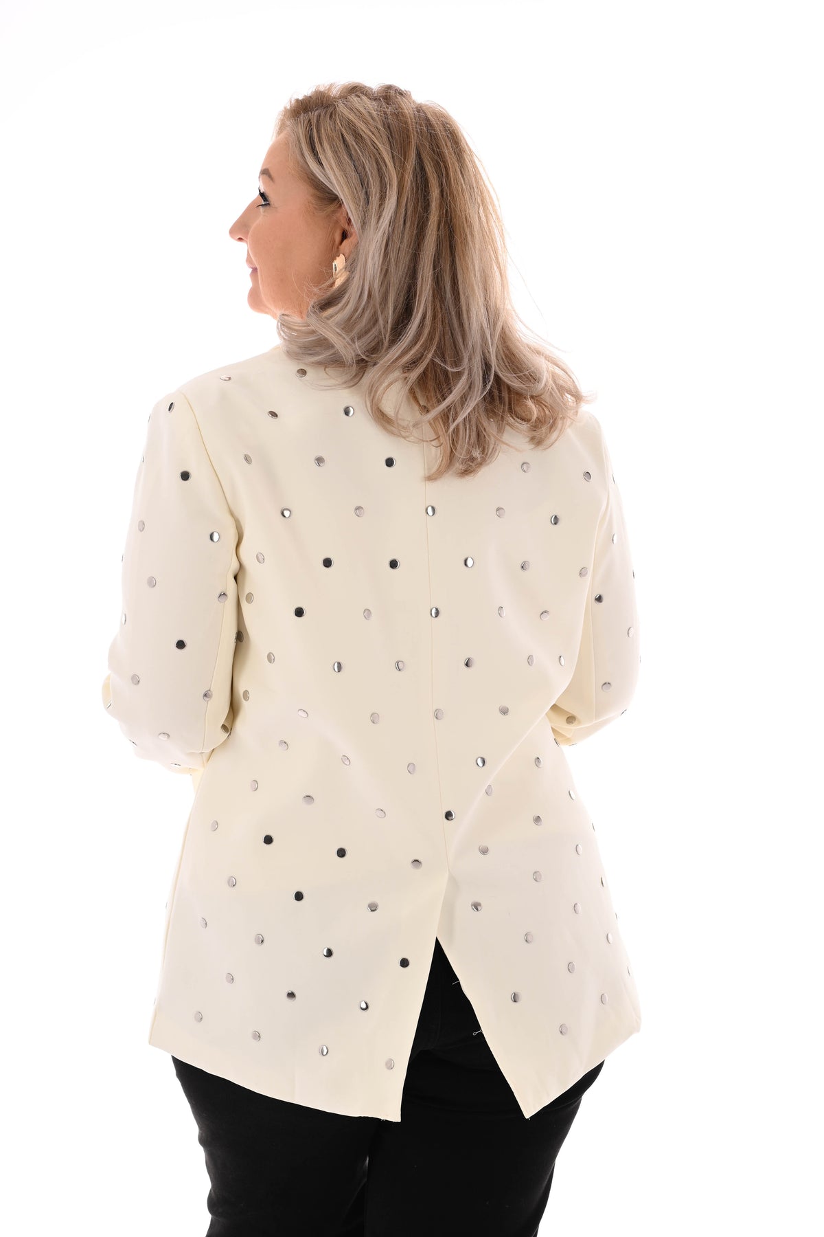 Blazer met dot studs creme