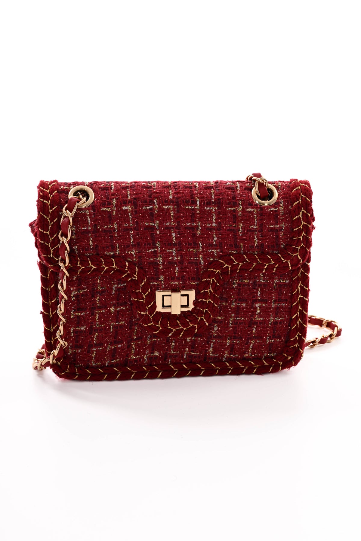 Mini schoudertas lurex rood