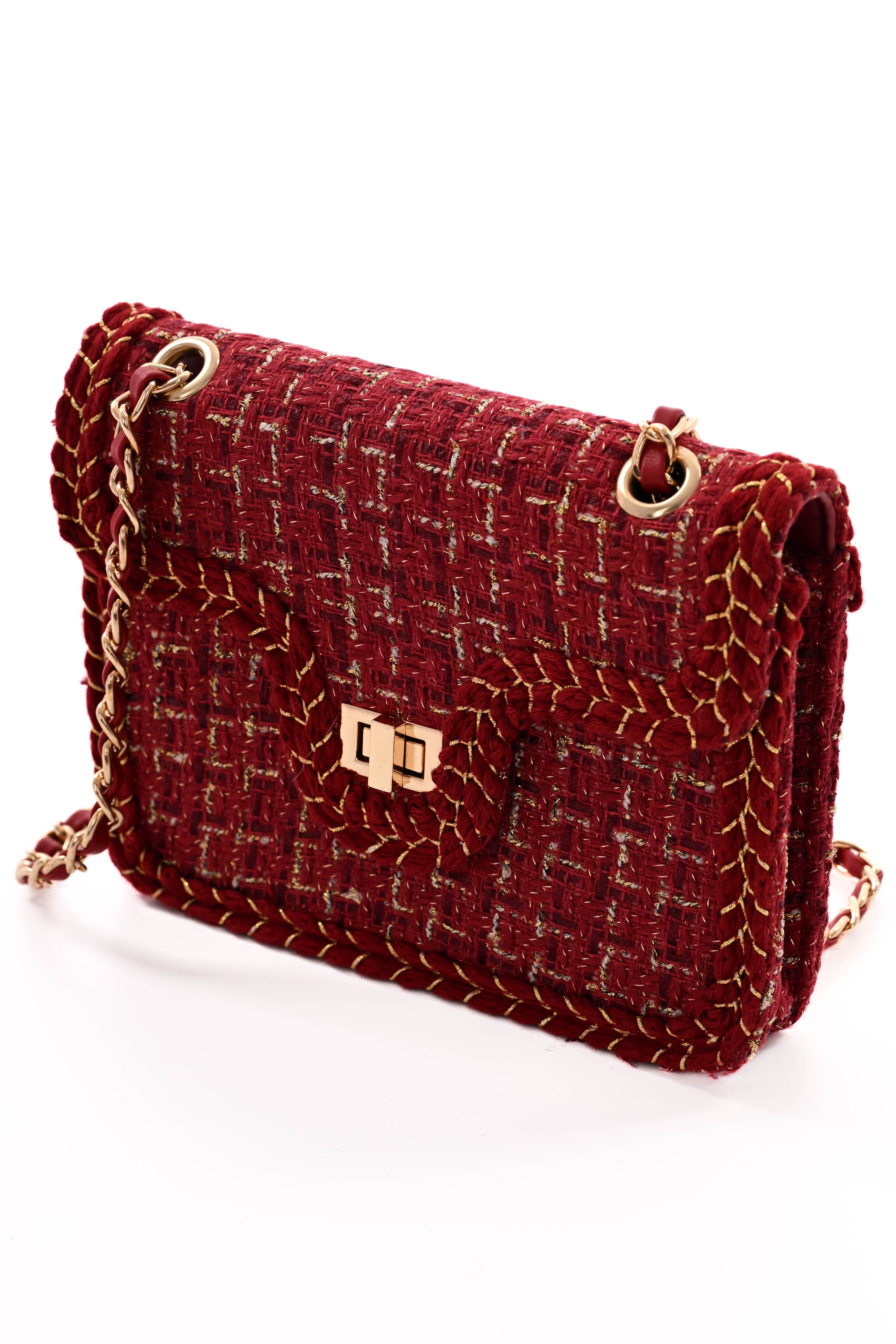 Mini schoudertas lurex rood