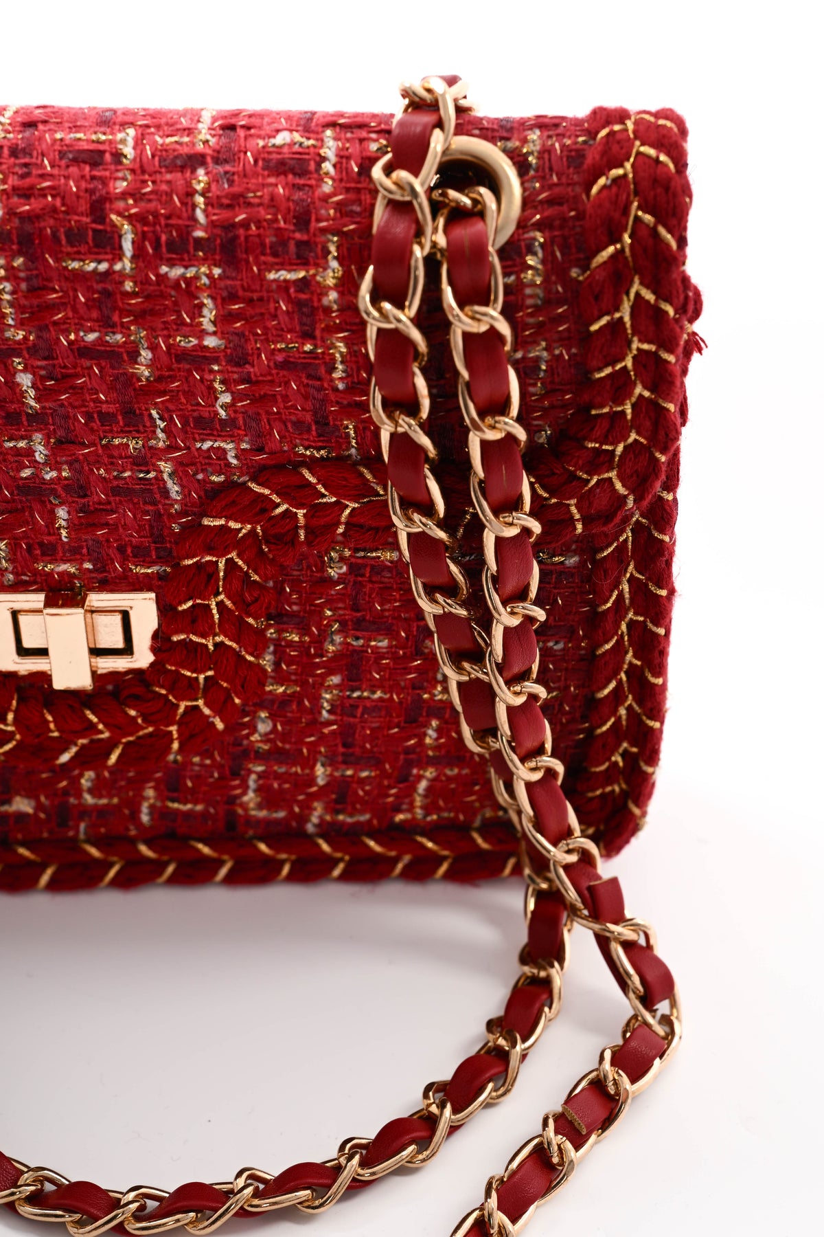 Mini schoudertas lurex rood