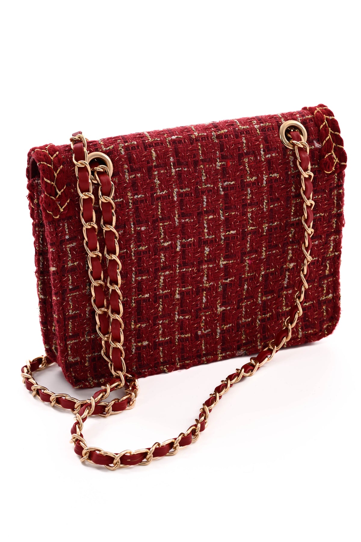 Mini schoudertas lurex rood