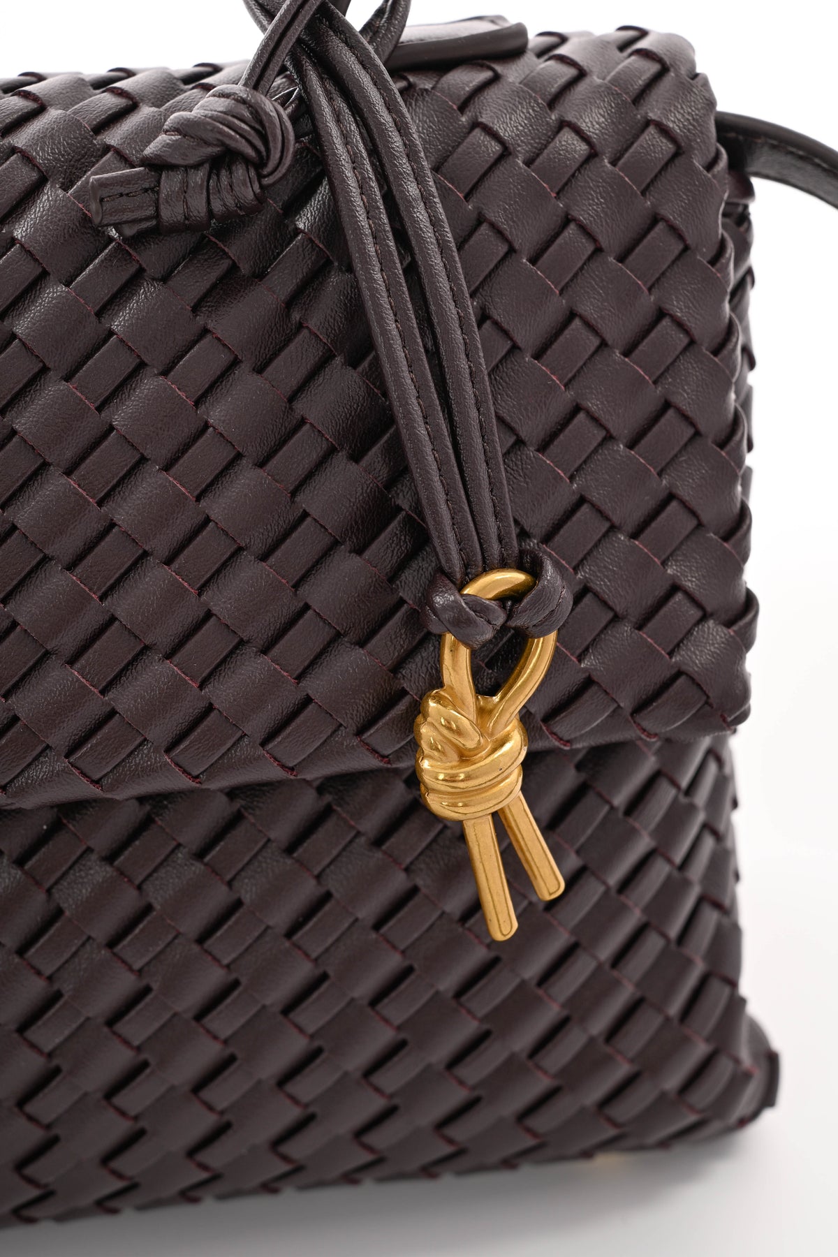 Tas met vlechtmotief donkerbruin