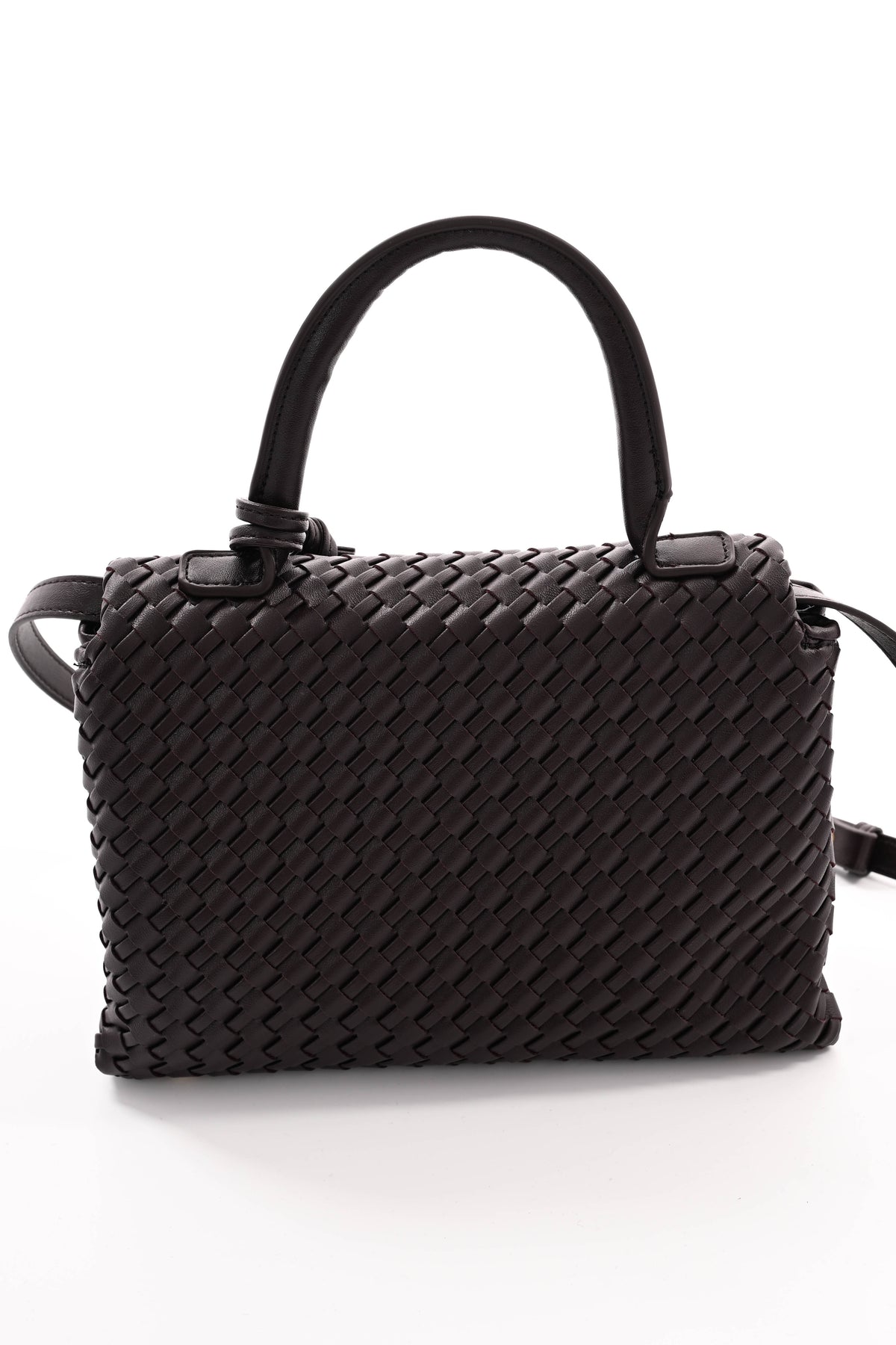 Tas met vlechtmotief donkerbruin